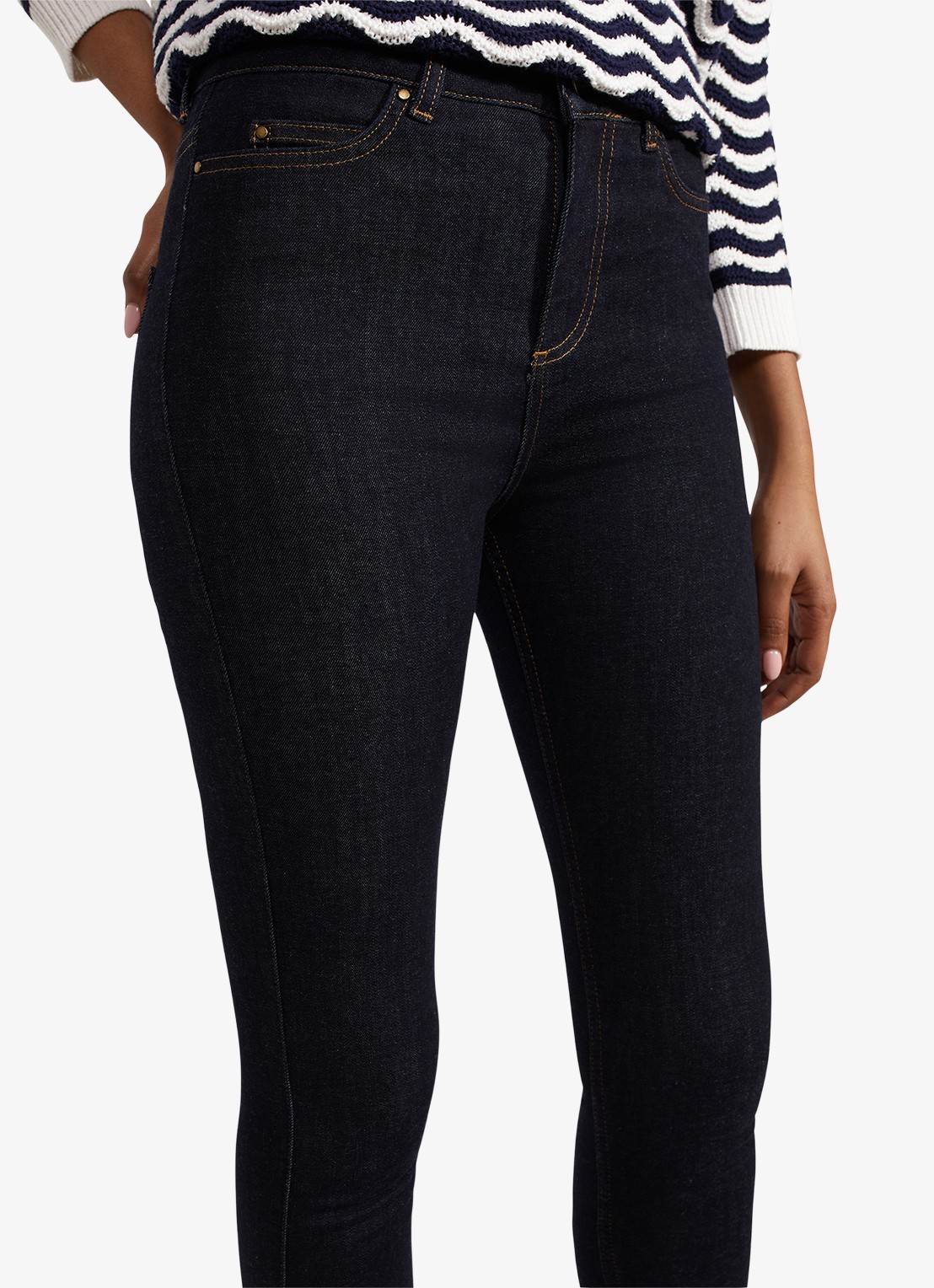 Hobbs Gia high waist skinny jeans met donkere wassing - detail 2 indigo