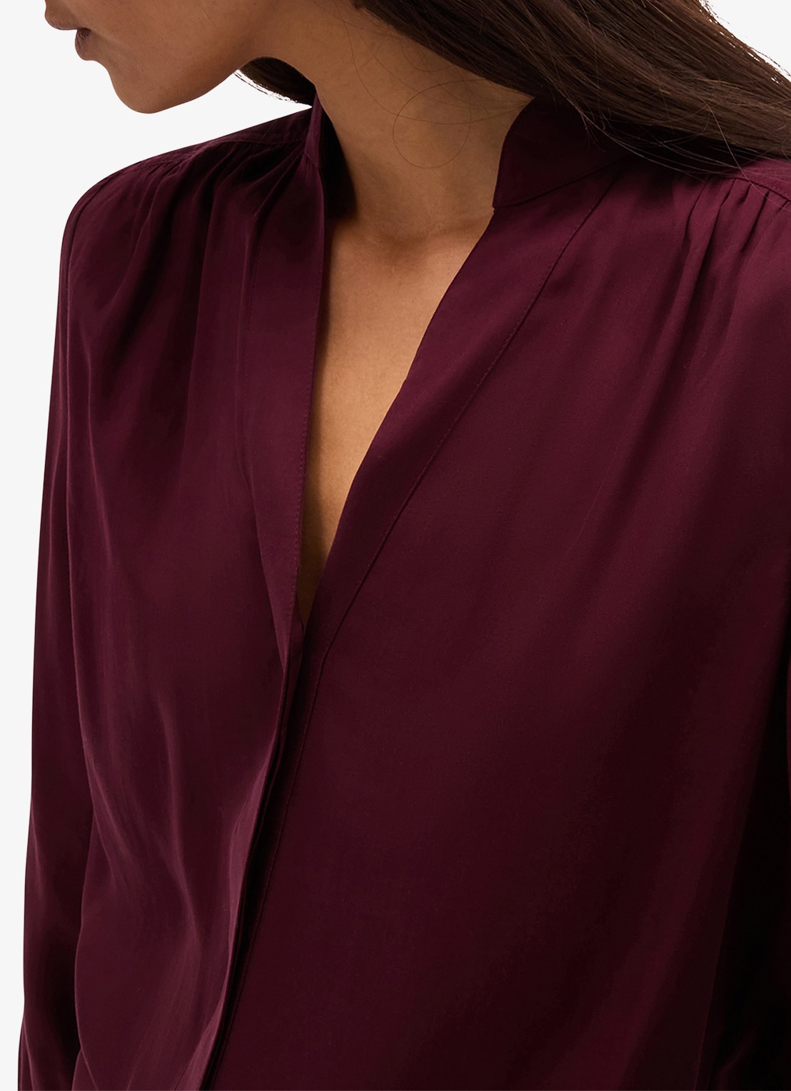 Hobbs Gwen blouse met opstaande kraag - detail paars