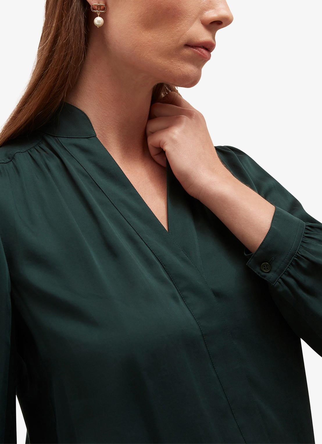 Hobbs Gwen blouse met opstaande kraag - detail 5 groen