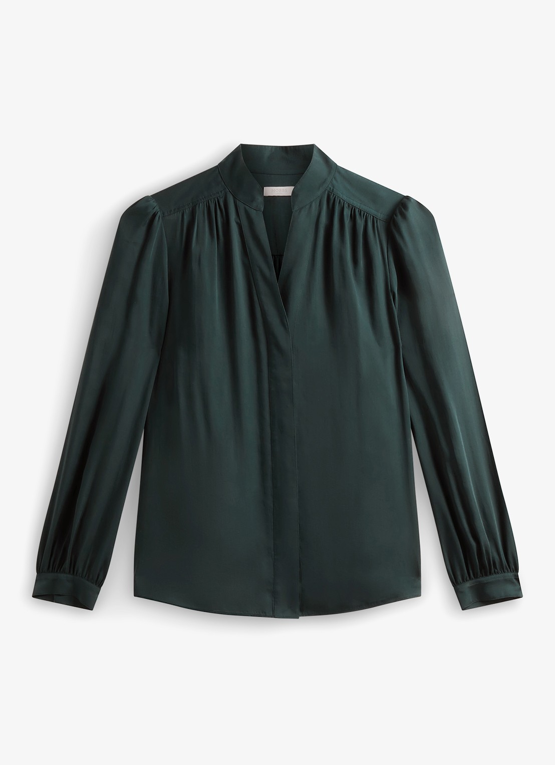Hobbs Gwen blouse met opstaande kraag - voorkant 3 groen