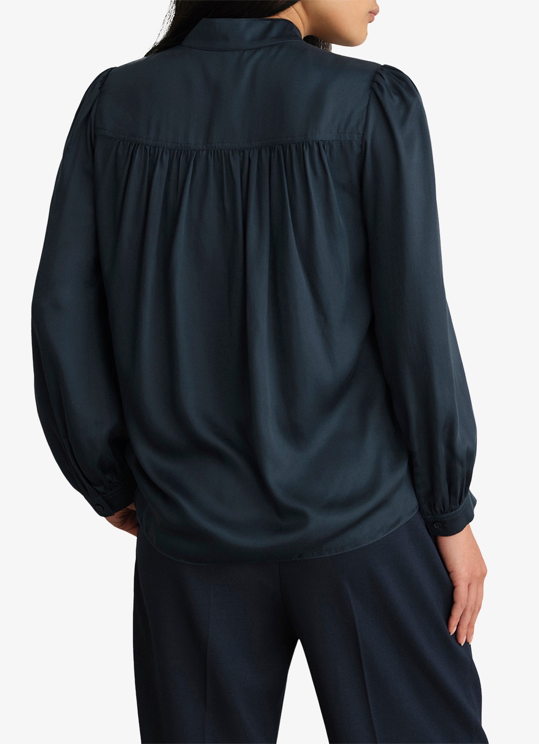 Hobbs Gwen blouse  met pofmouw - achterkant donkerblauw