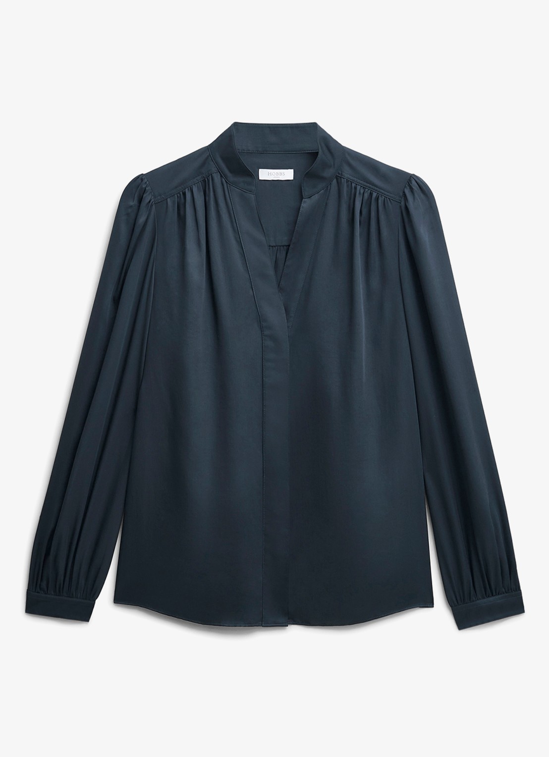 Hobbs Gwen blouse  met pofmouw - voorkant 2 donkerblauw