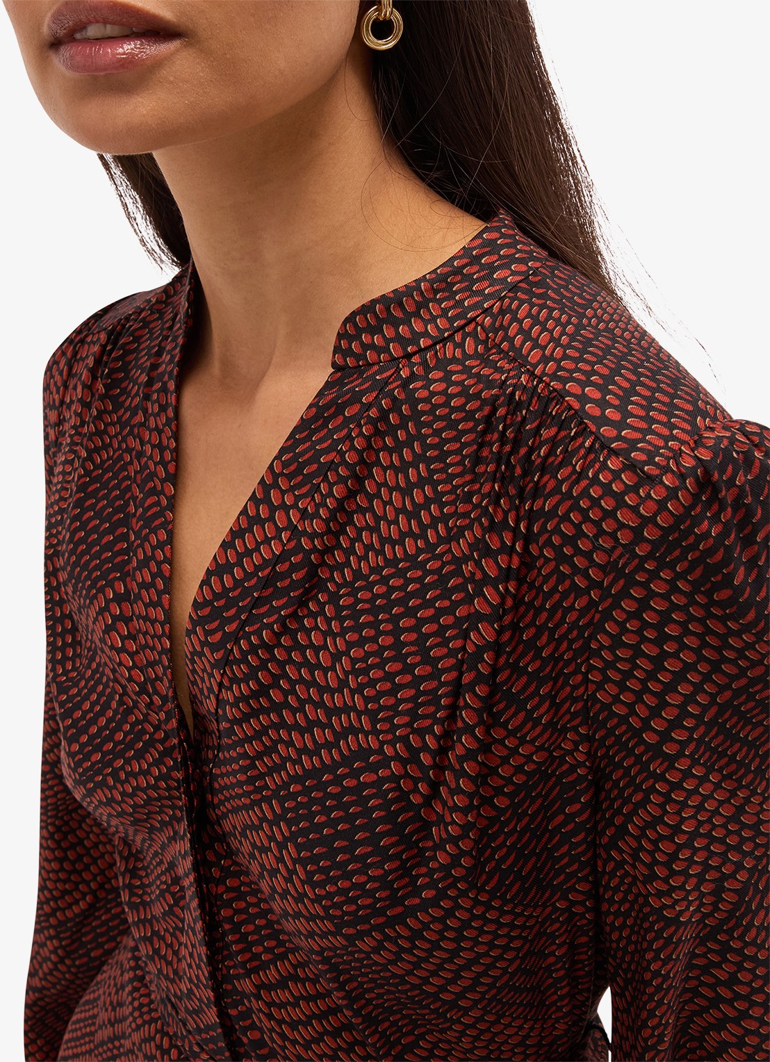 Hobbs Hilary mini jurk met ruit dessin - detail 3 lichtbruin