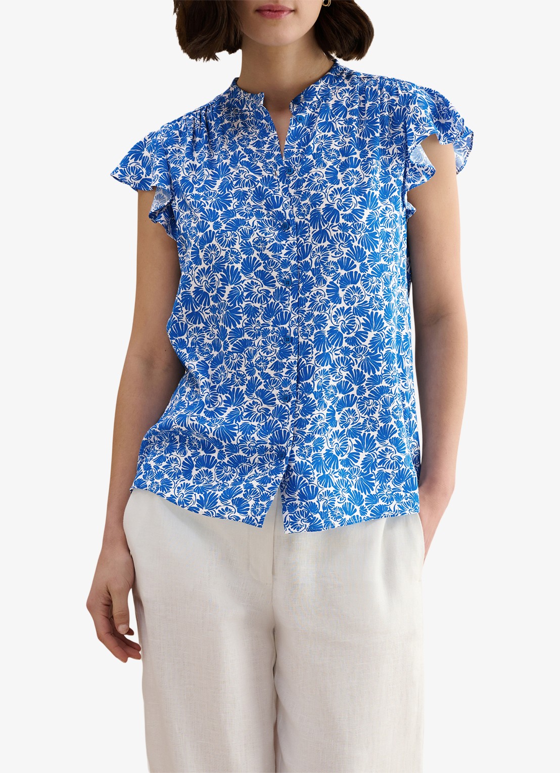 Hobbs Huda blouse met vlindermouw - detail 4 blauw