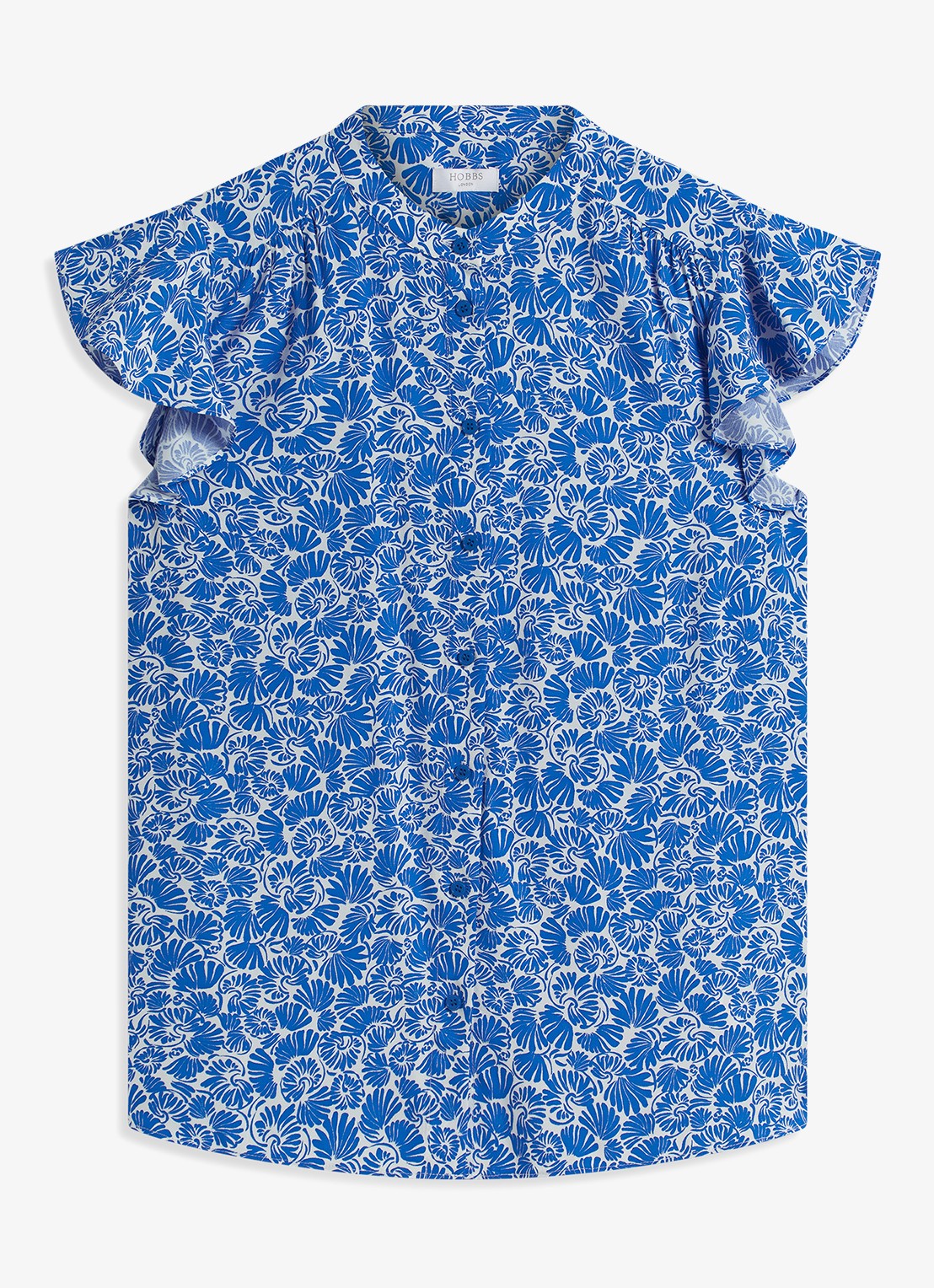 Hobbs Huda blouse met vlindermouw - voorkant 2 blauw