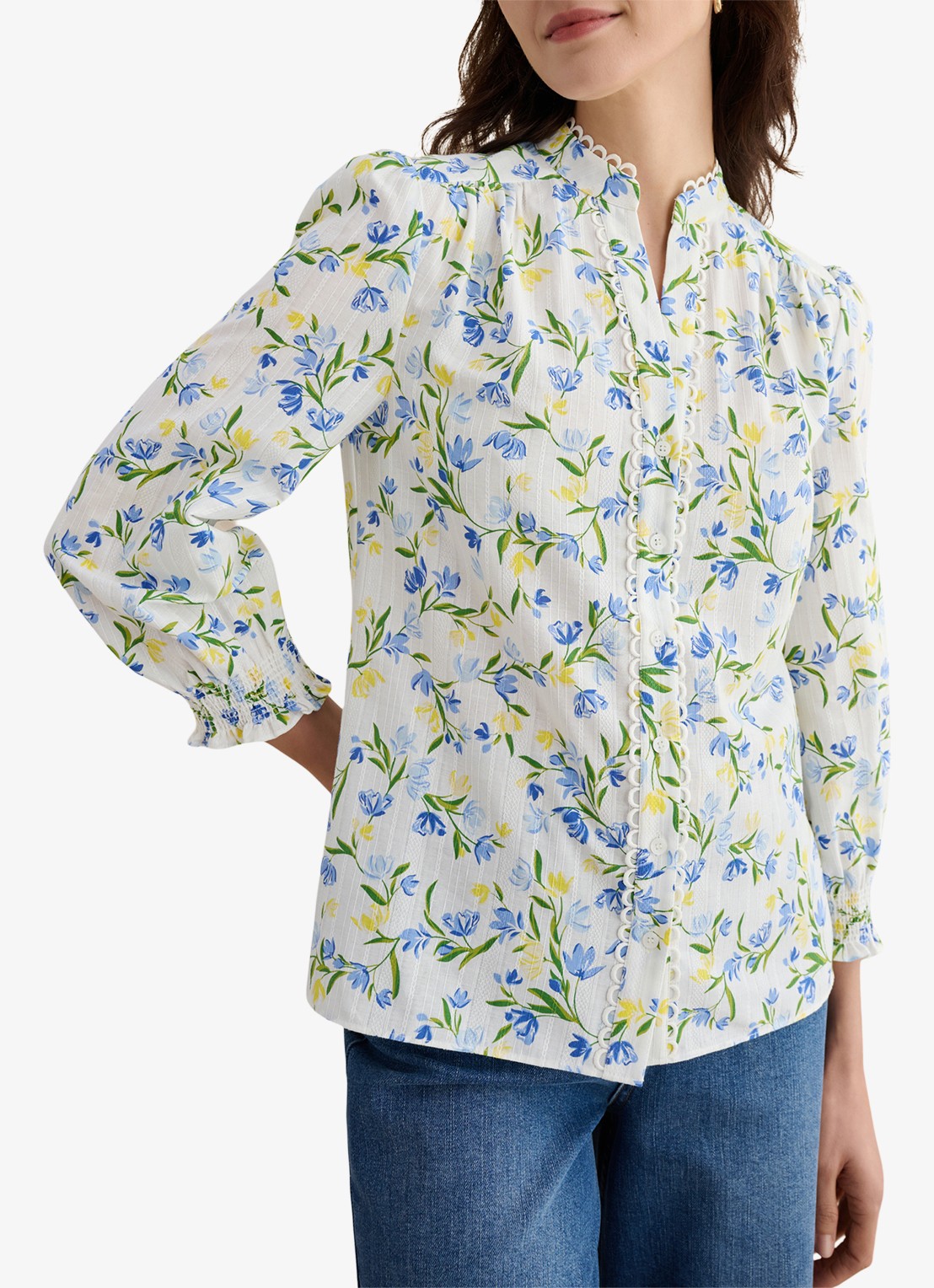 Hobbs Imelda blouse met print - detail 3 gebroken wit