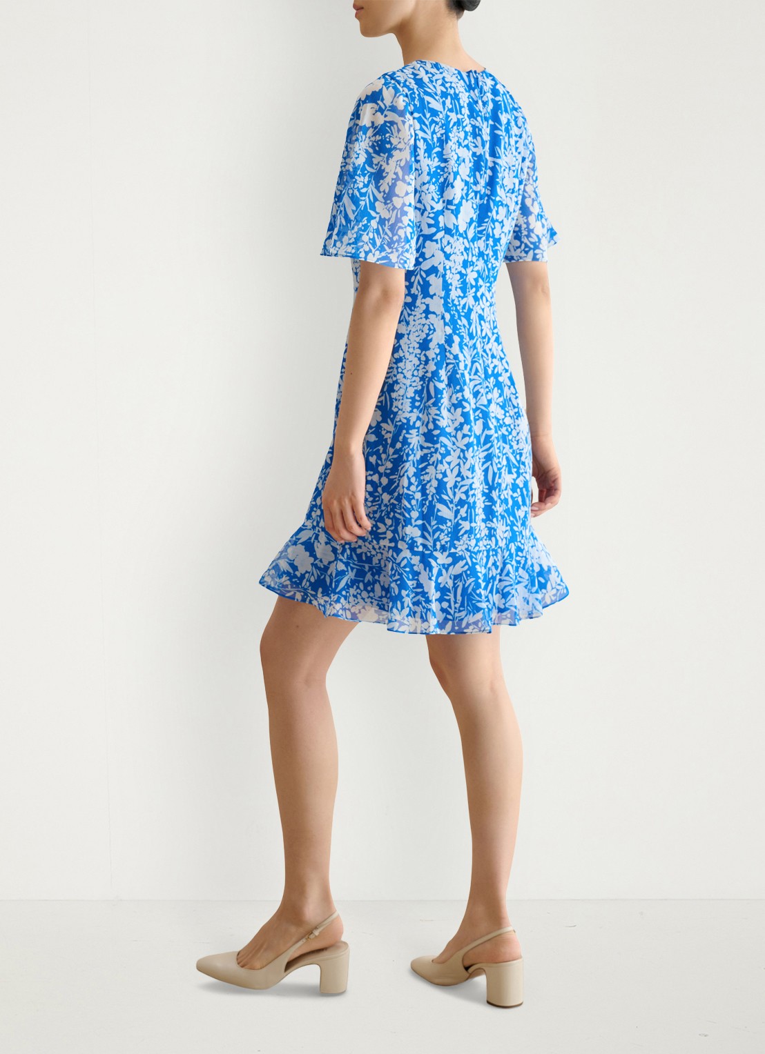 Hobbs Iona mini jurk met bloemenprint - achterkant 6 blauw
