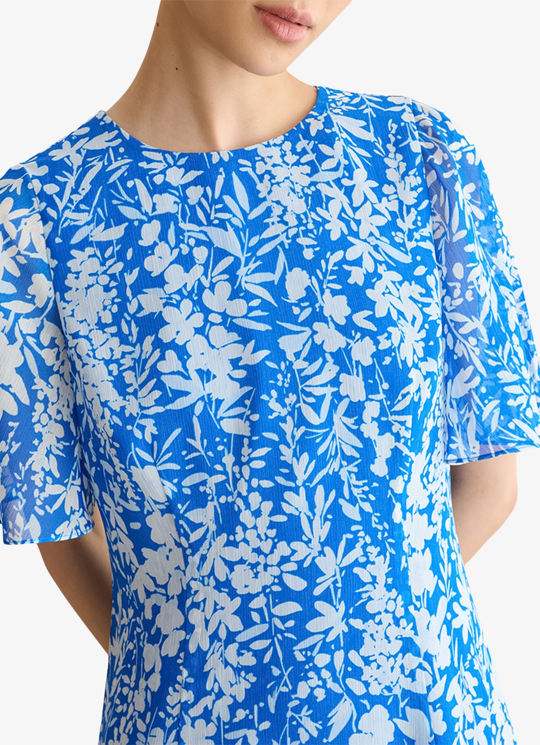 Hobbs Iona mini jurk met bloemenprint - detail 3 blauw