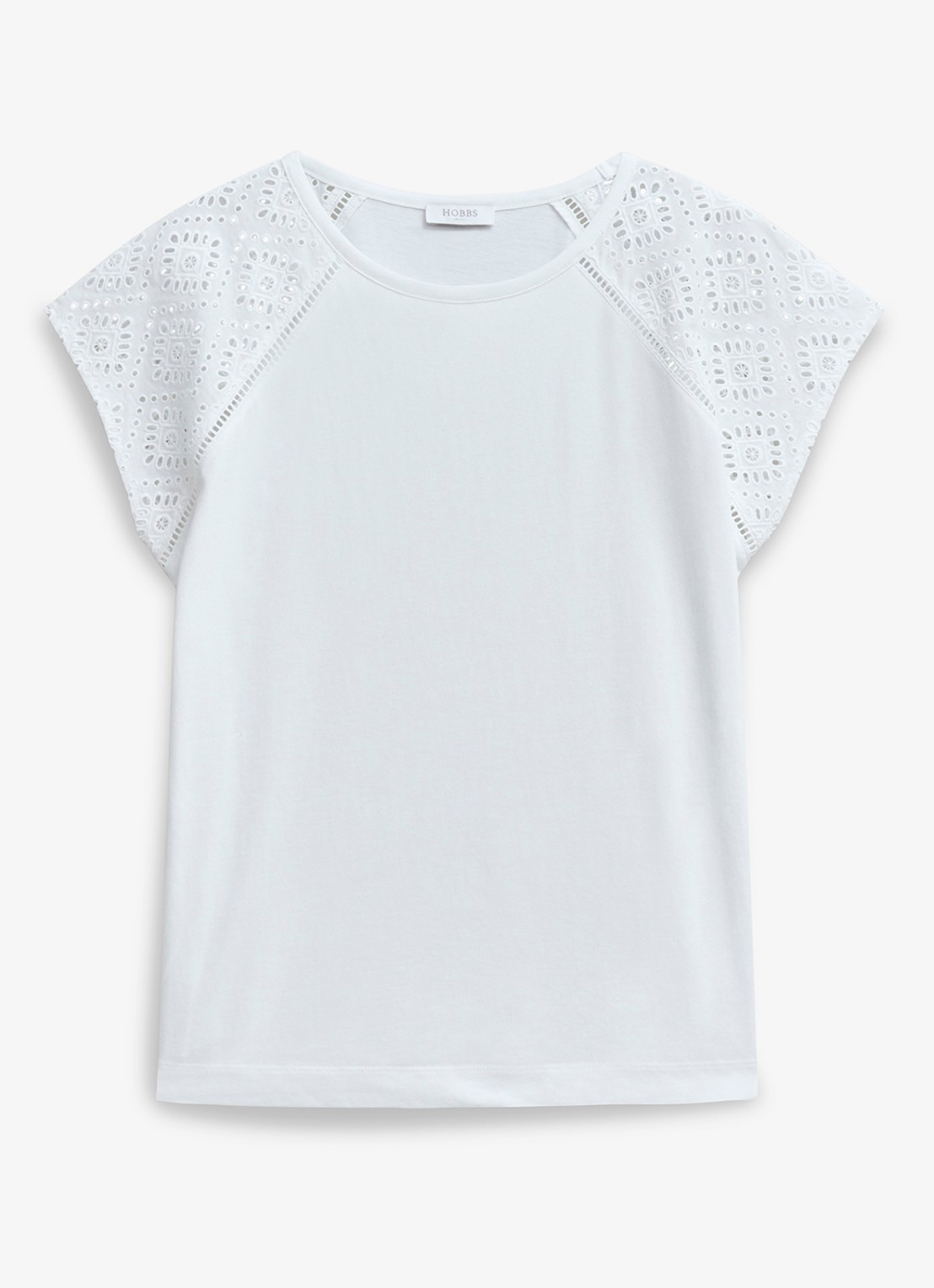 Hobbs Ivana T-shirt met broderie  - voorkant 2 wit