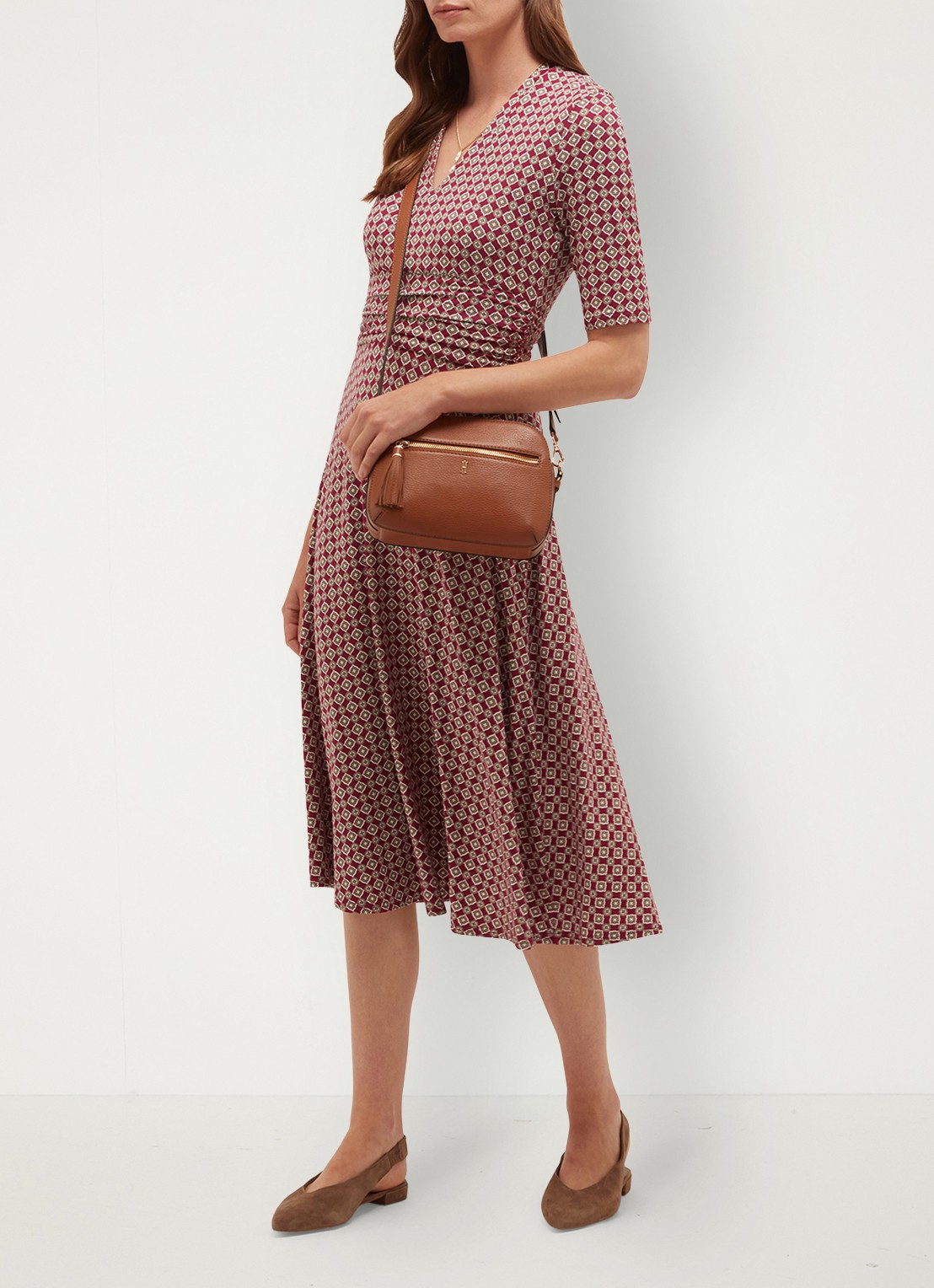 Hobbs Jaci midi jurk met grafische print - detail 5 rood