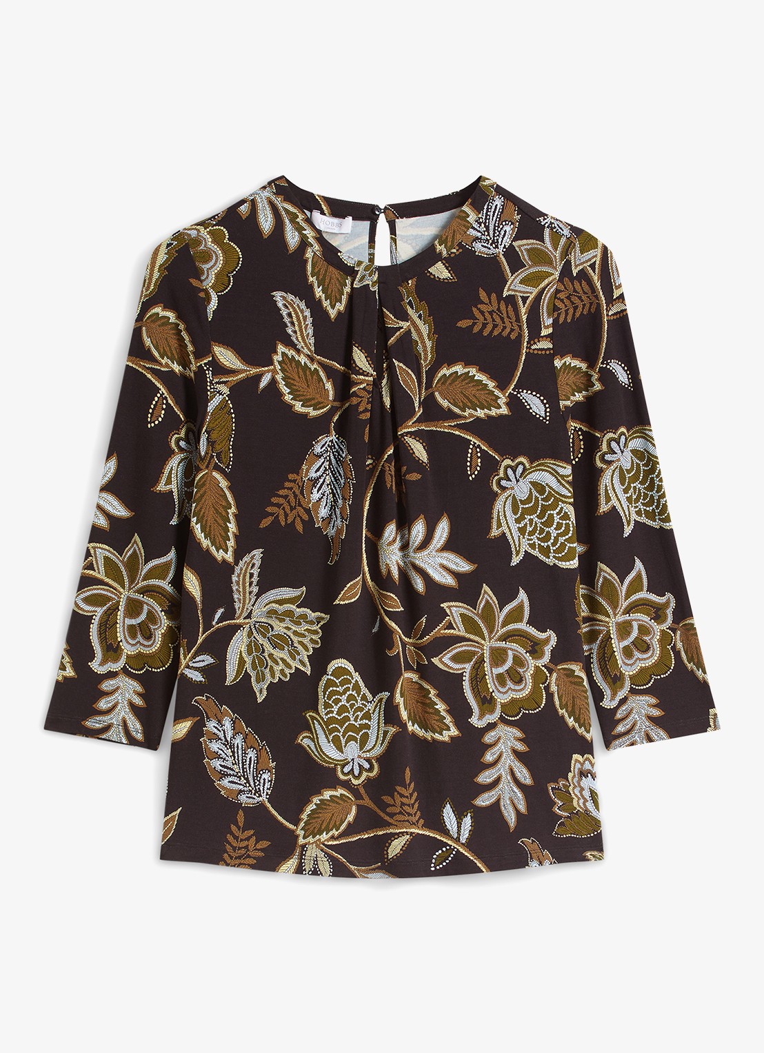 Hobbs Julia top met bloemenprint - voorkant 6 donkerblauw