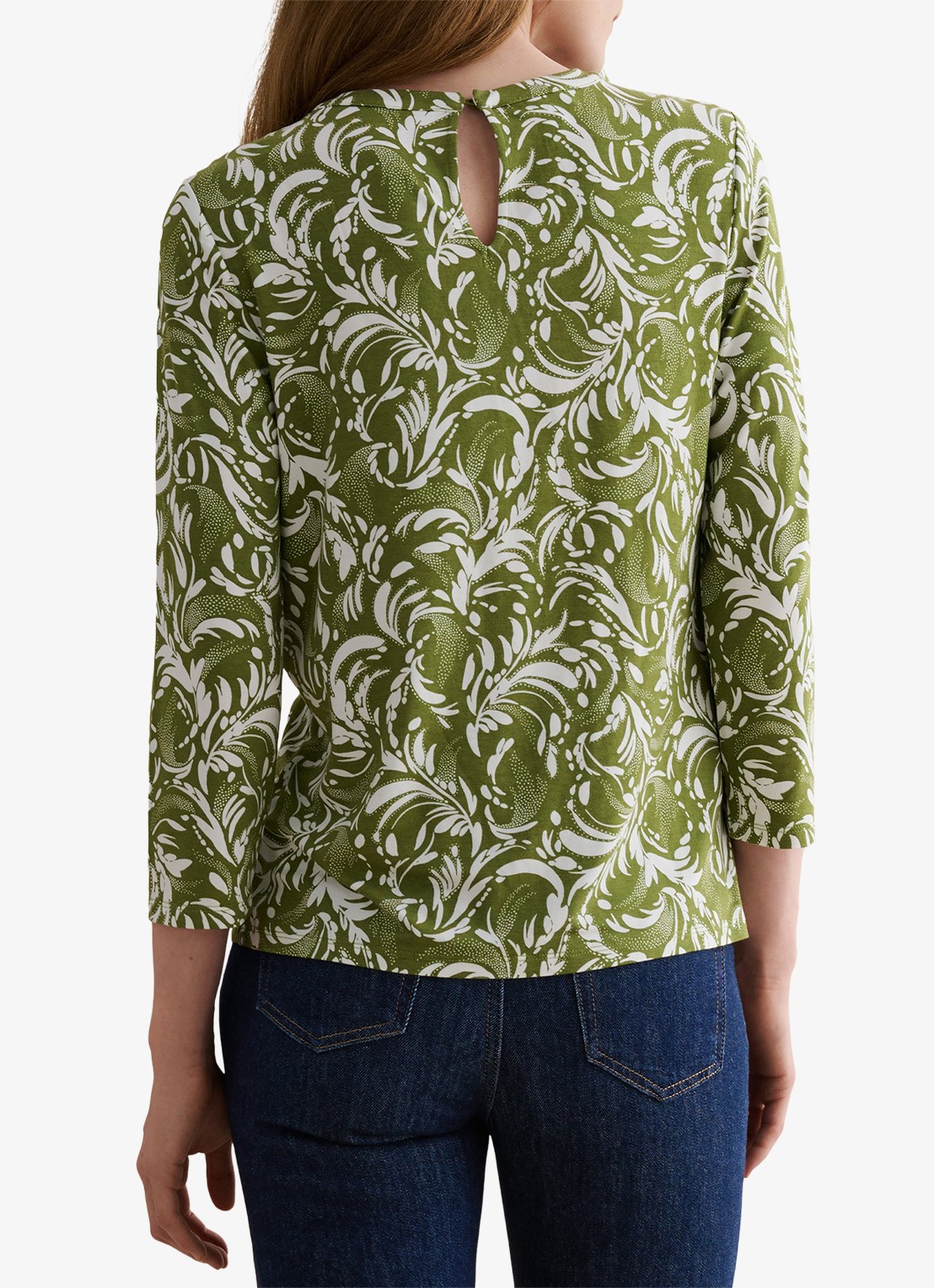 Hobbs Julia top met grafische print - achterkant creme