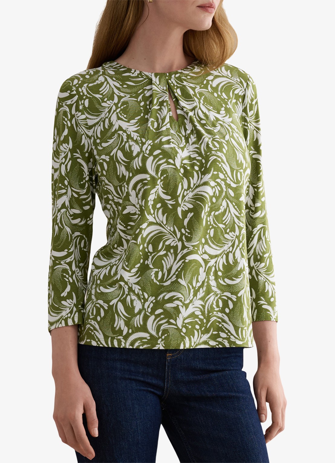 Hobbs Julia top met grafische print - detail 4 creme