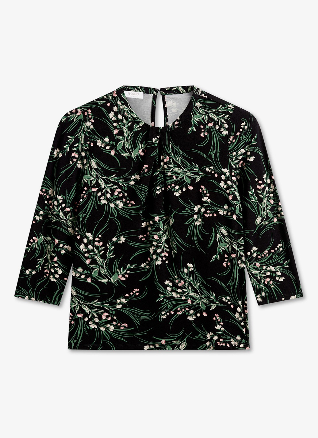 Hobbs Julia tuniek met bloemenprint - voorkant 5 donkerblauw