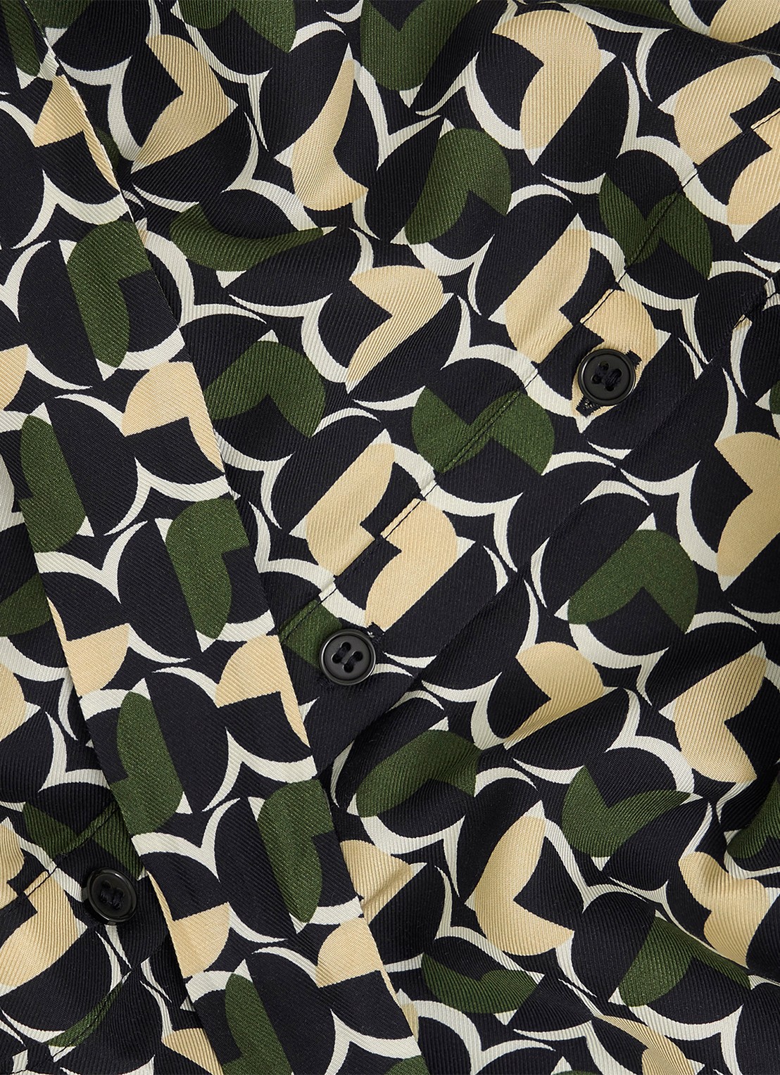 Hobbs Kalinda midi blousejurk met grafische print - detail 5 legergroen