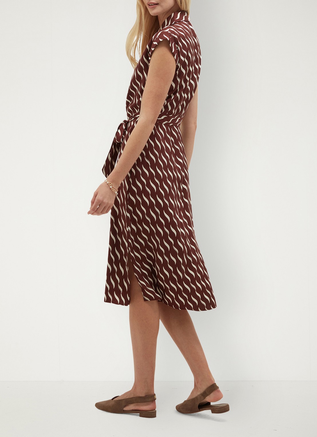 Hobbs Kalinda midi jurk met grafische print - achterkant 4 bruin
