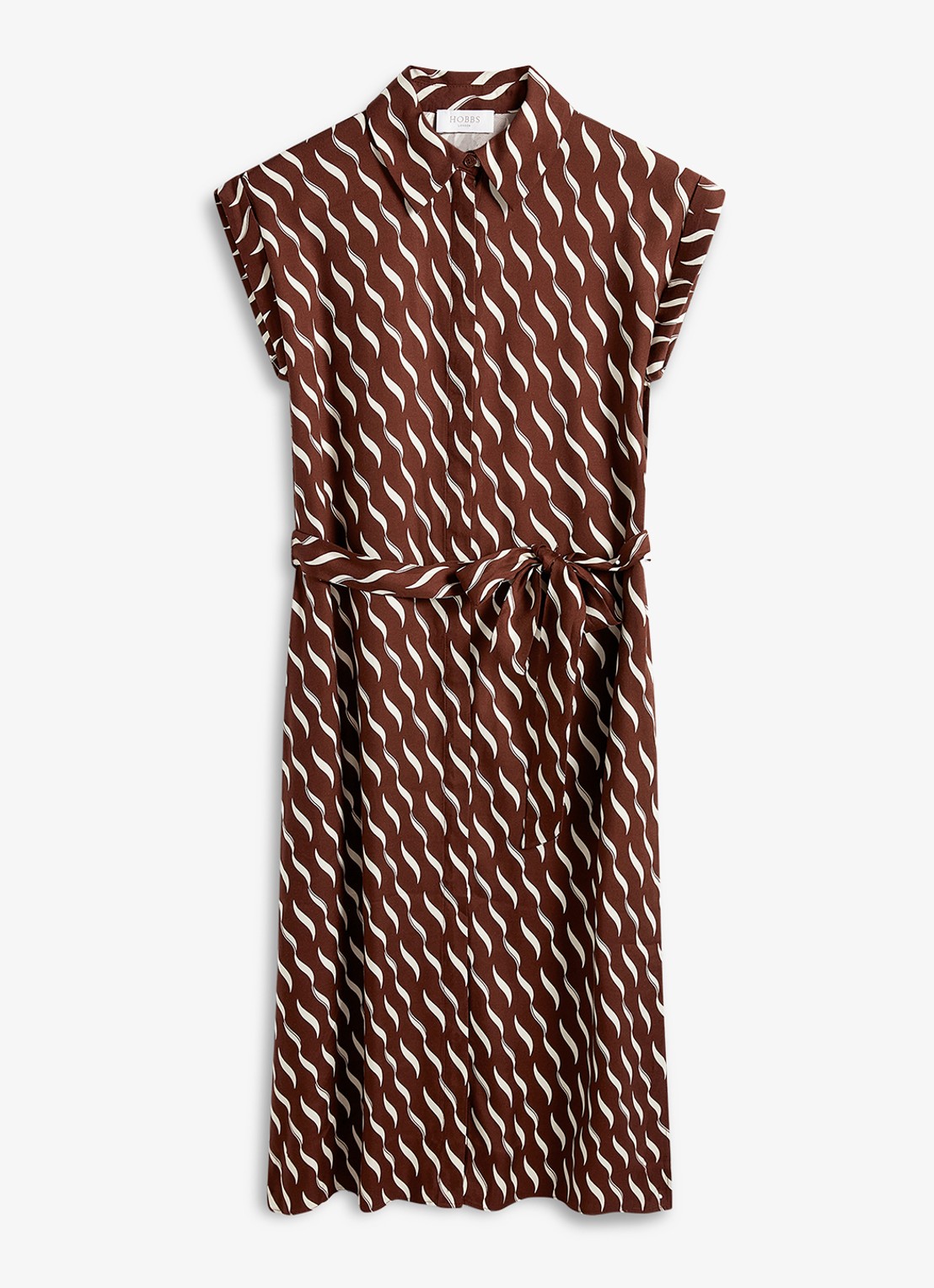 Hobbs Kalinda midi jurk met grafische print - voorkant 5 bruin