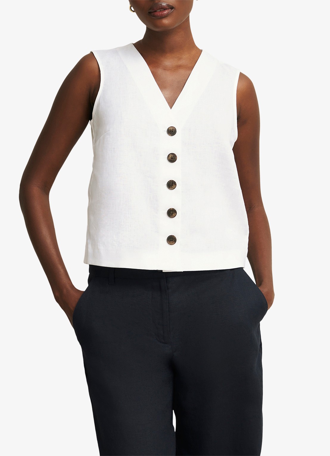 Hobbs Kaylee top van linnen - detail 3 wit