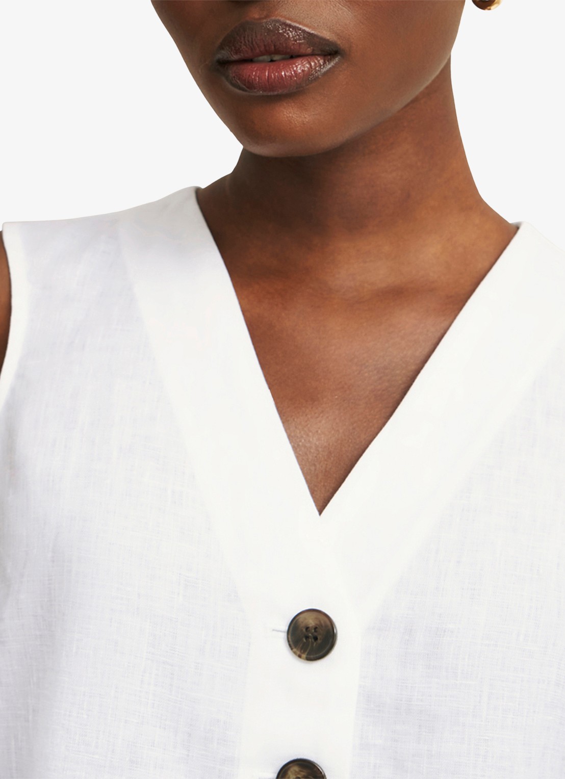 Hobbs Kaylee top van linnen - detail 4 wit