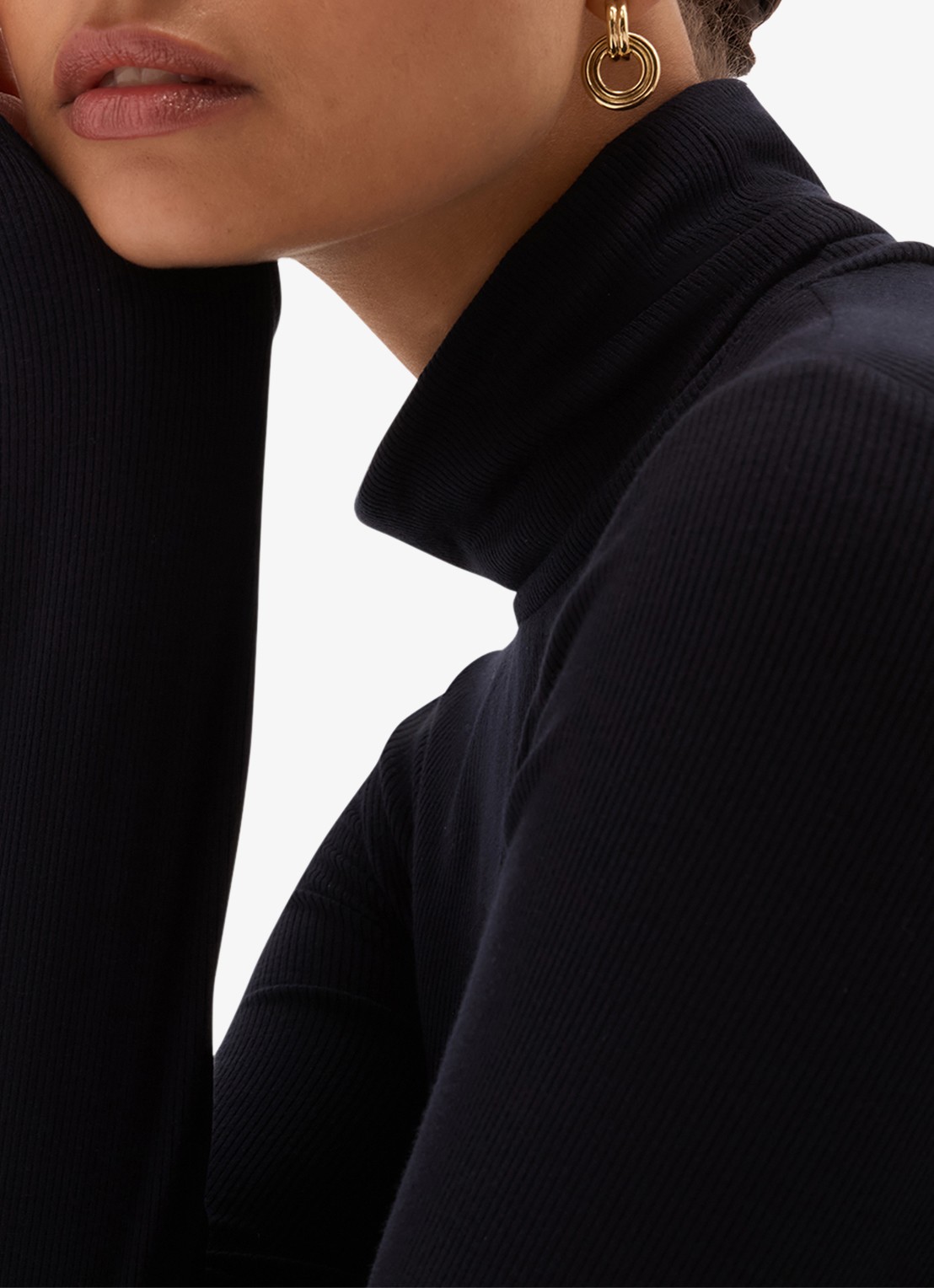 Hobbs Kiera longsleeve met col - detail 5 donkerblauw