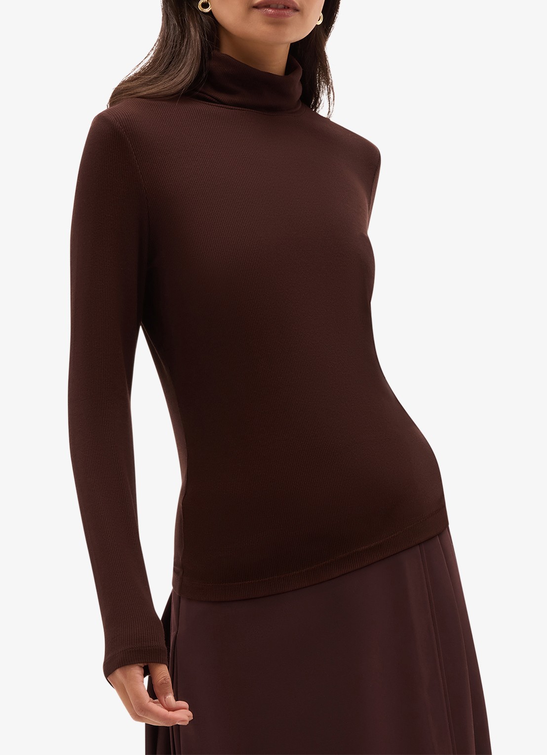 Hobbs Kiera longsleeve met col - detail 4 bruin