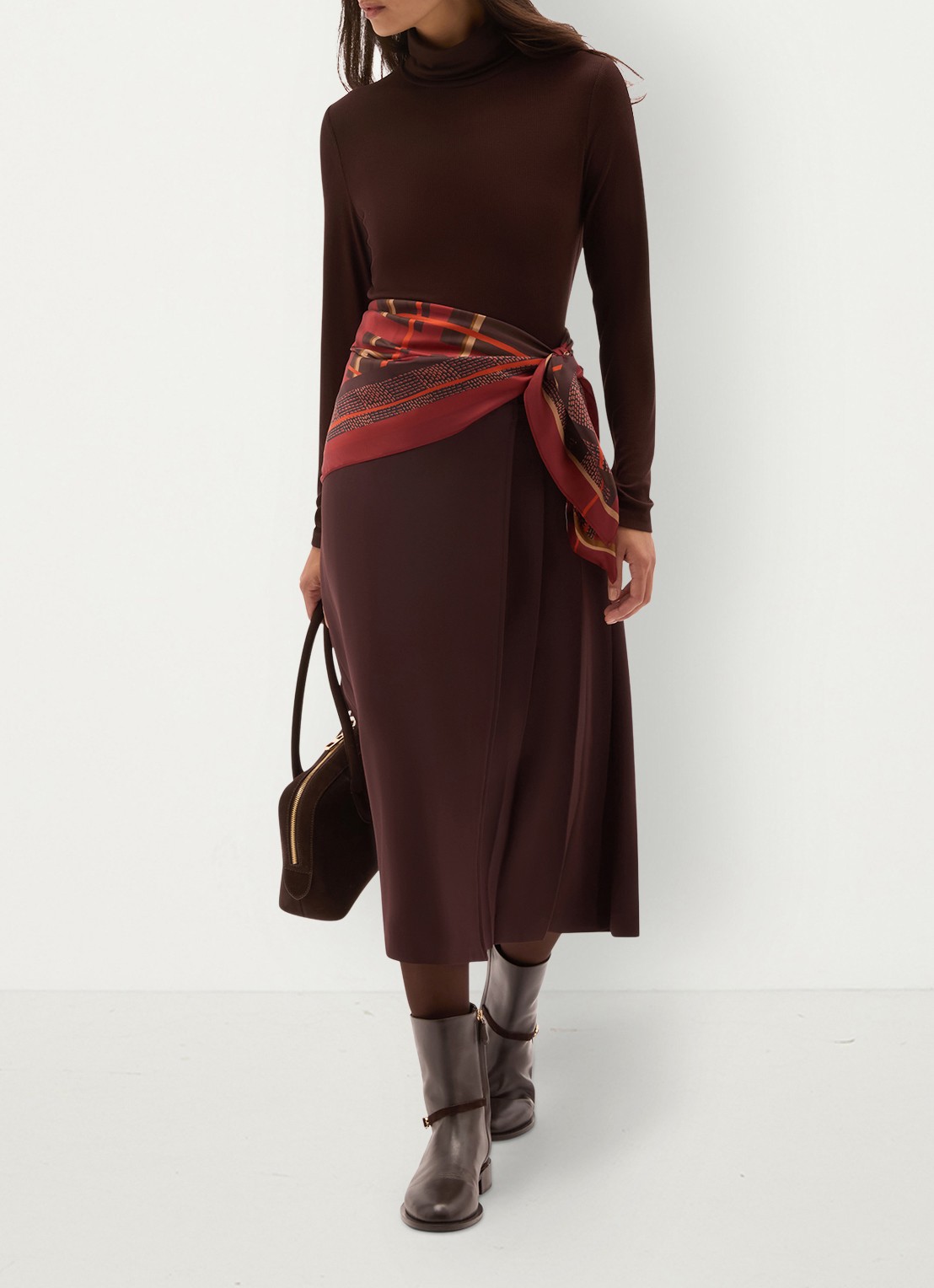 Hobbs Kiera longsleeve met col - voorkant 3 bruin