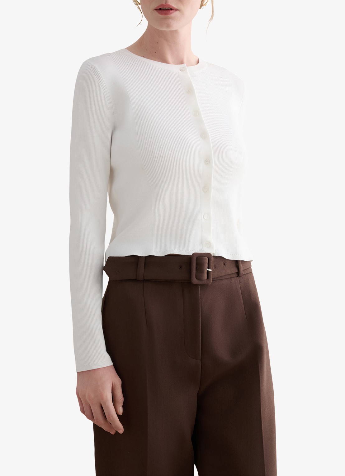 Hobbs Larissa vest met ribstuctuur - detail 4 ivoor