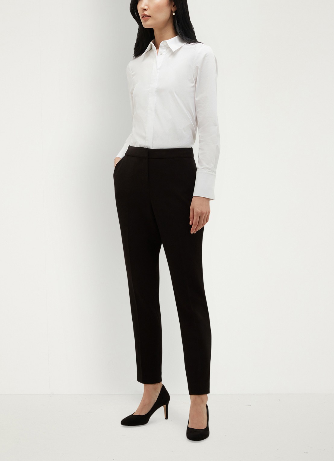 Hobbs Lea high waist slim fit pantalon met steekzakken - detail 4 zwart
