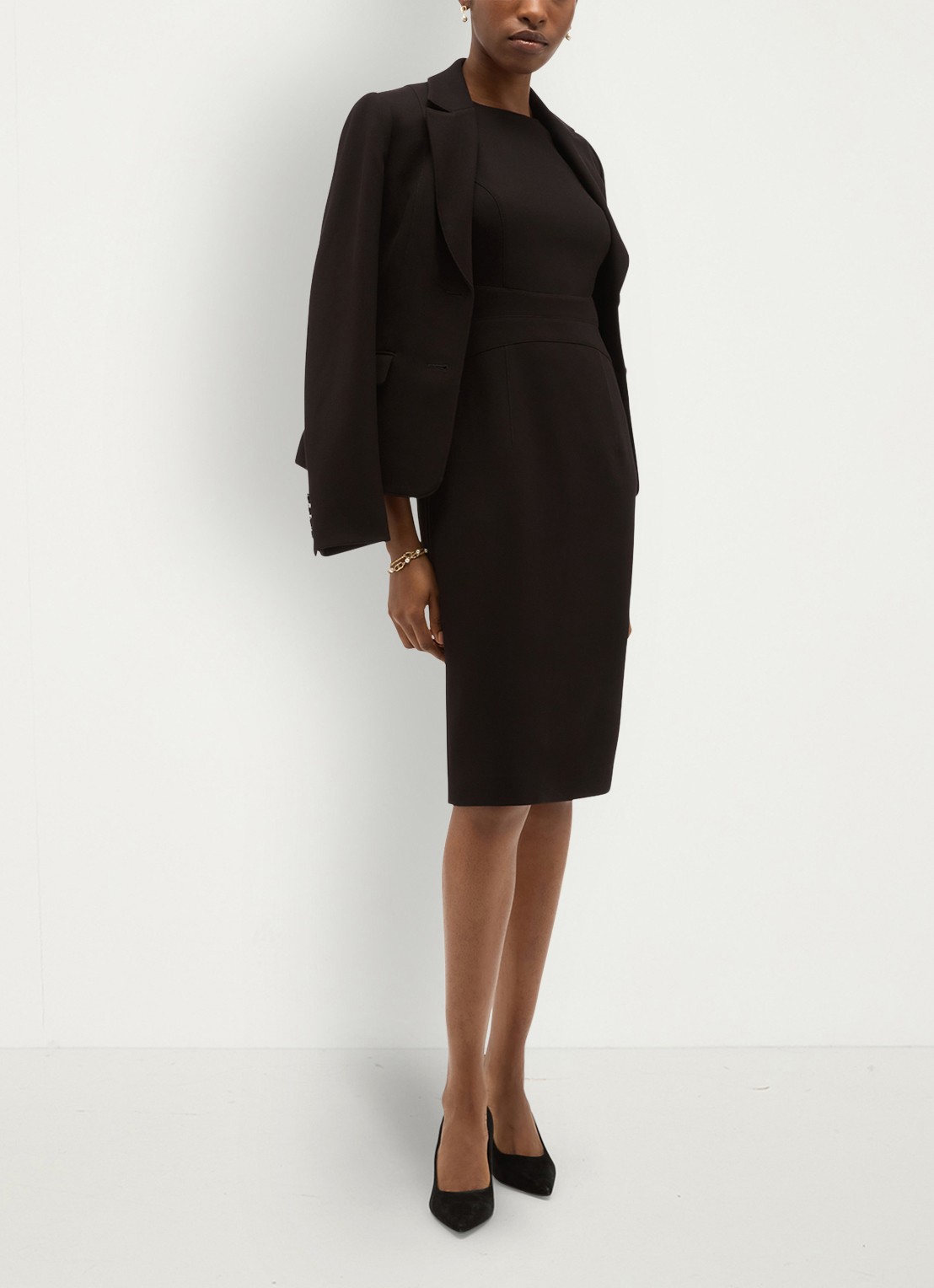 Hobbs Lea midi jurk met split - detail 5 zwart