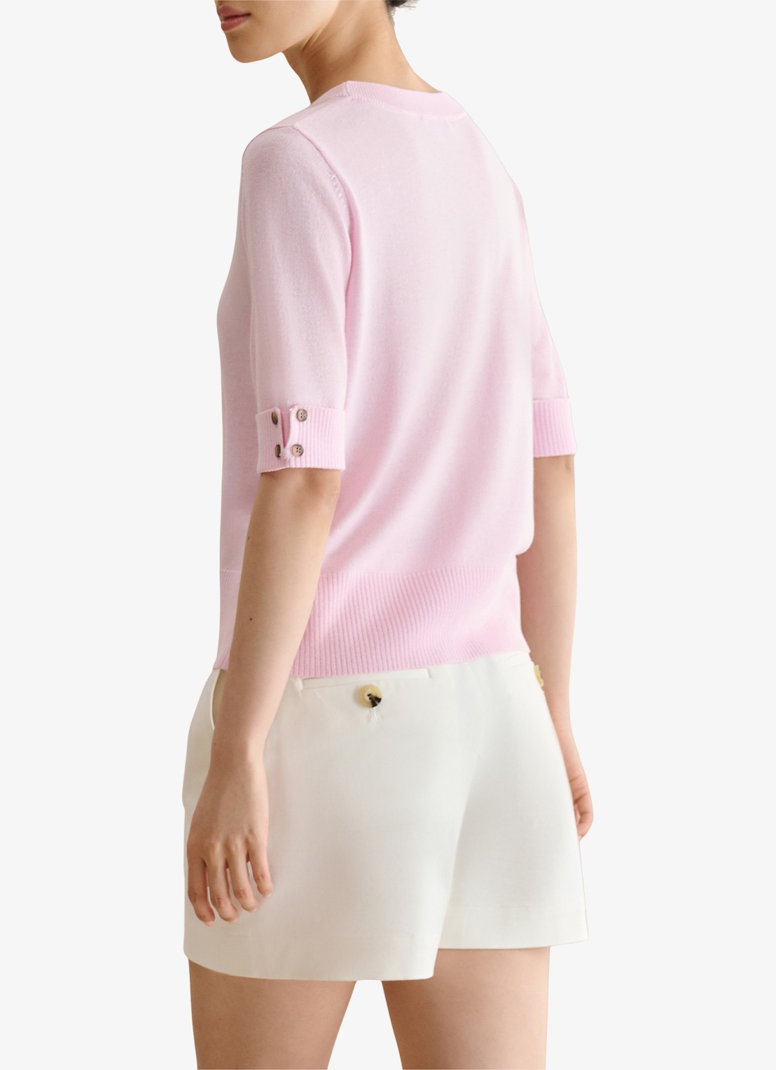 Hobbs Leanne fijngebreide top in wolblend - achterkant 5 roze