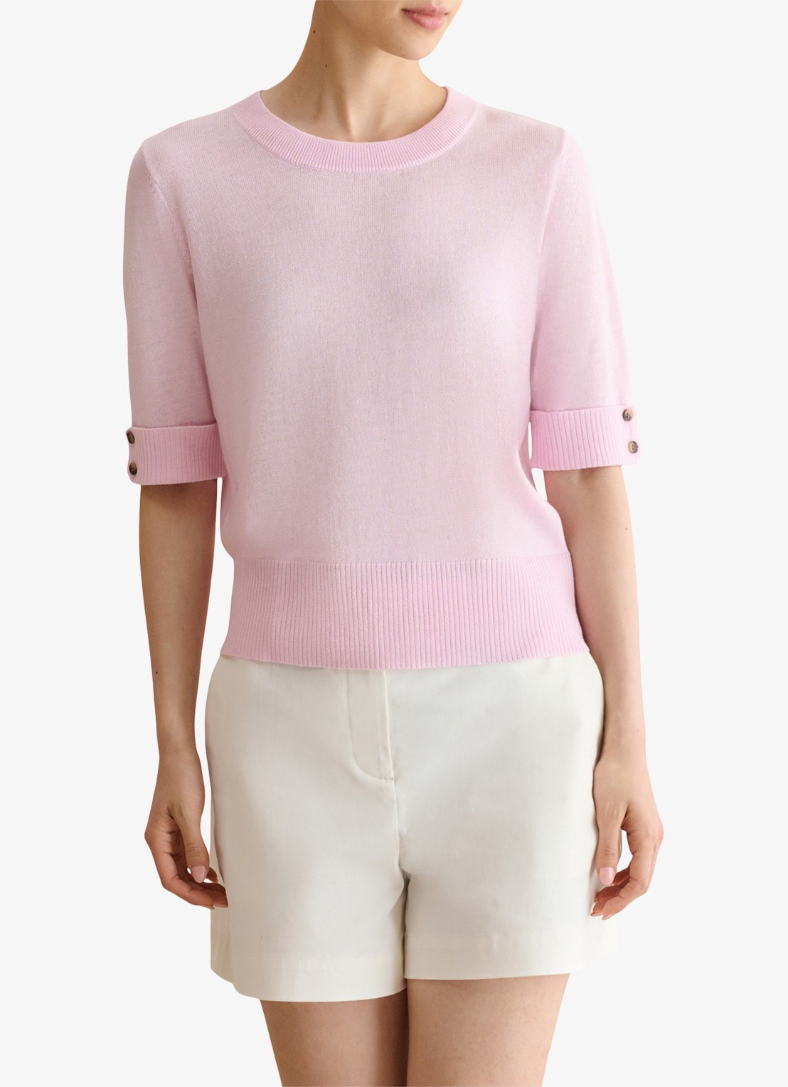 Hobbs Leanne fijngebreide top in wolblend - detail 2 roze