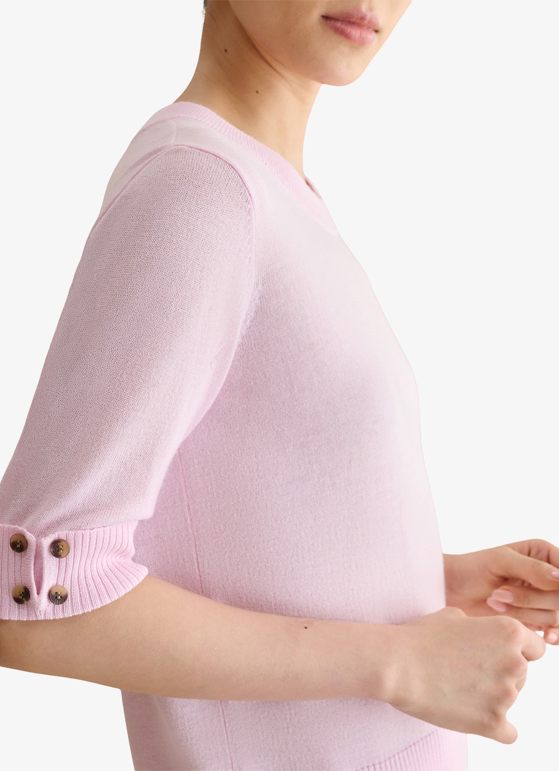 Hobbs Leanne fijngebreide top in wolblend - detail 3 roze