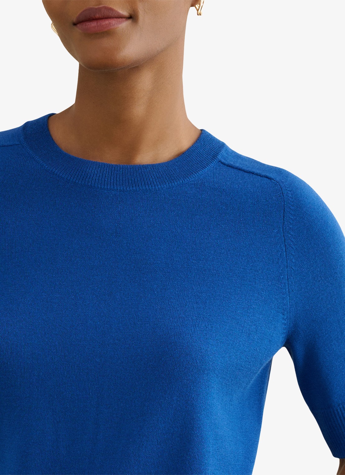 Hobbs Leena fijngebreide top in wolblend - detail 5 blauw