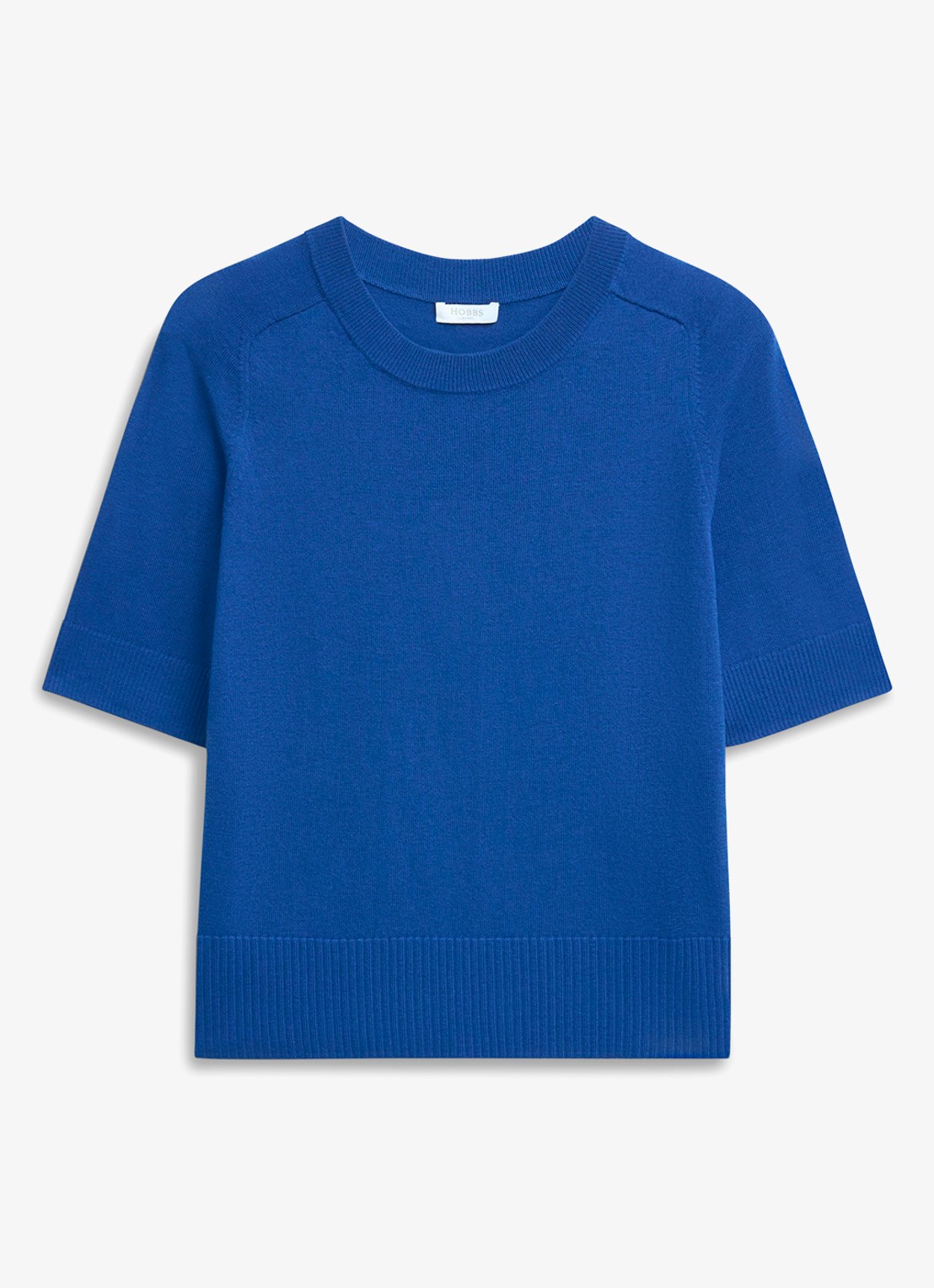 Hobbs Leena fijngebreide top in wolblend - voorkant 2 blauw