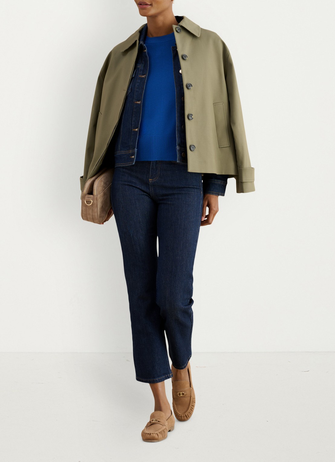 Hobbs Leena fijngebreide top in wolblend - voorkant 3 blauw