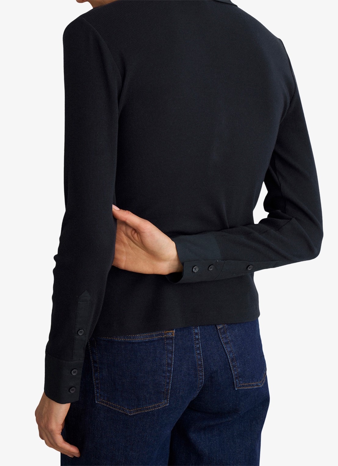 Hobbs Lennox polo in katoenblend - detail 3 donkerblauw