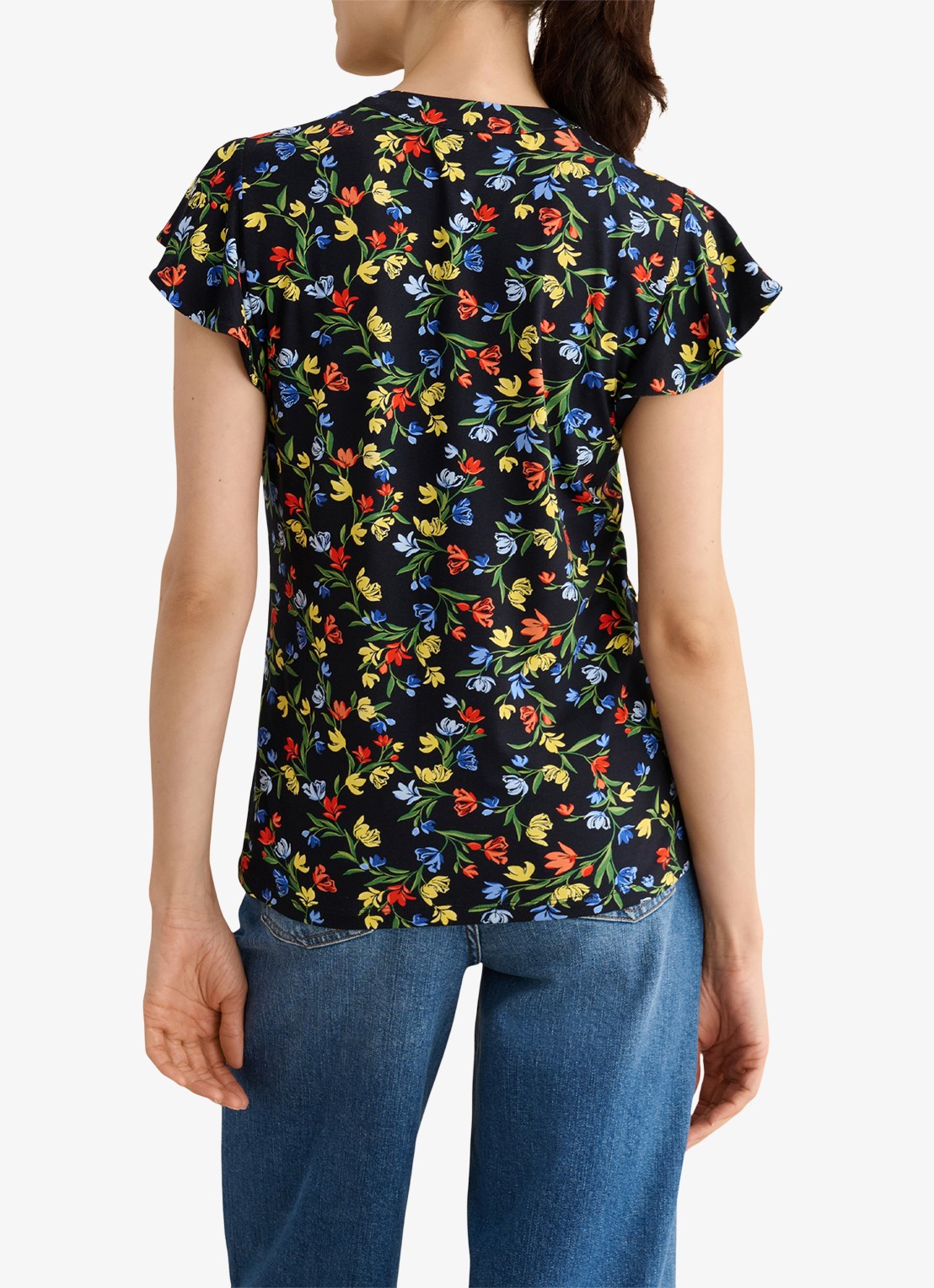 Hobbs Lila tuniek met bloemenprint - achterkant zwart