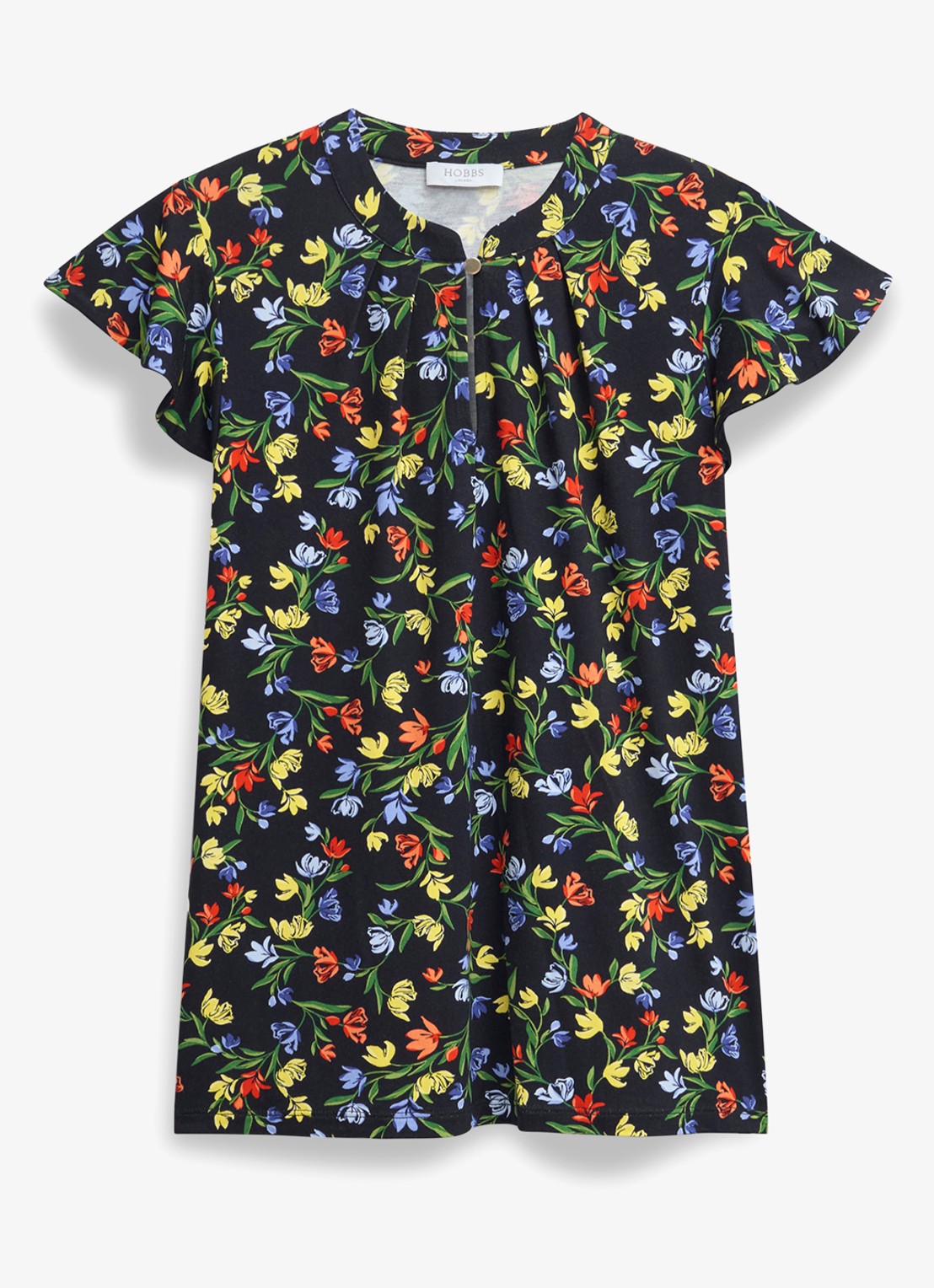 Hobbs Lila tuniek met bloemenprint - voorkant 2 zwart