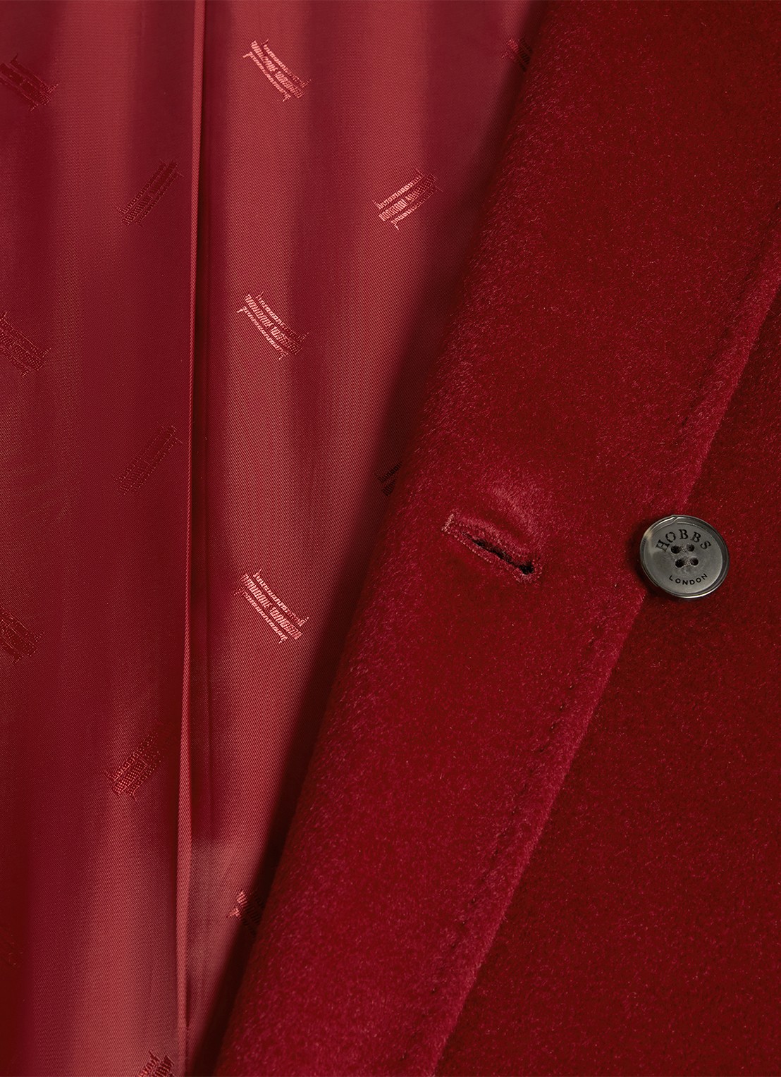 Hobbs Livia mantel van wol met strikceintuur - detail 7 donkerrood