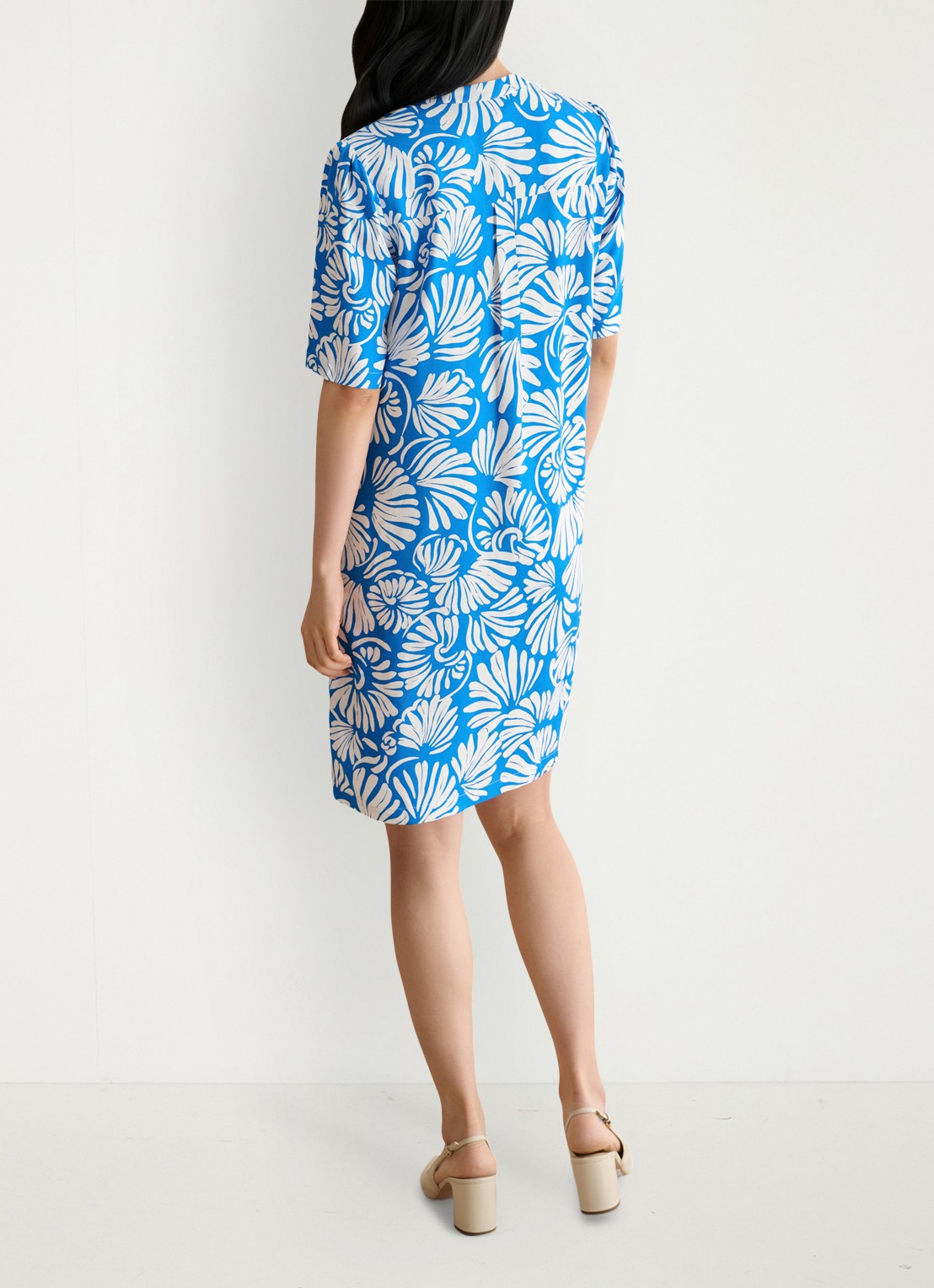 Hobbs Lucille mini tuniekjurk met print  - achterkant blauw