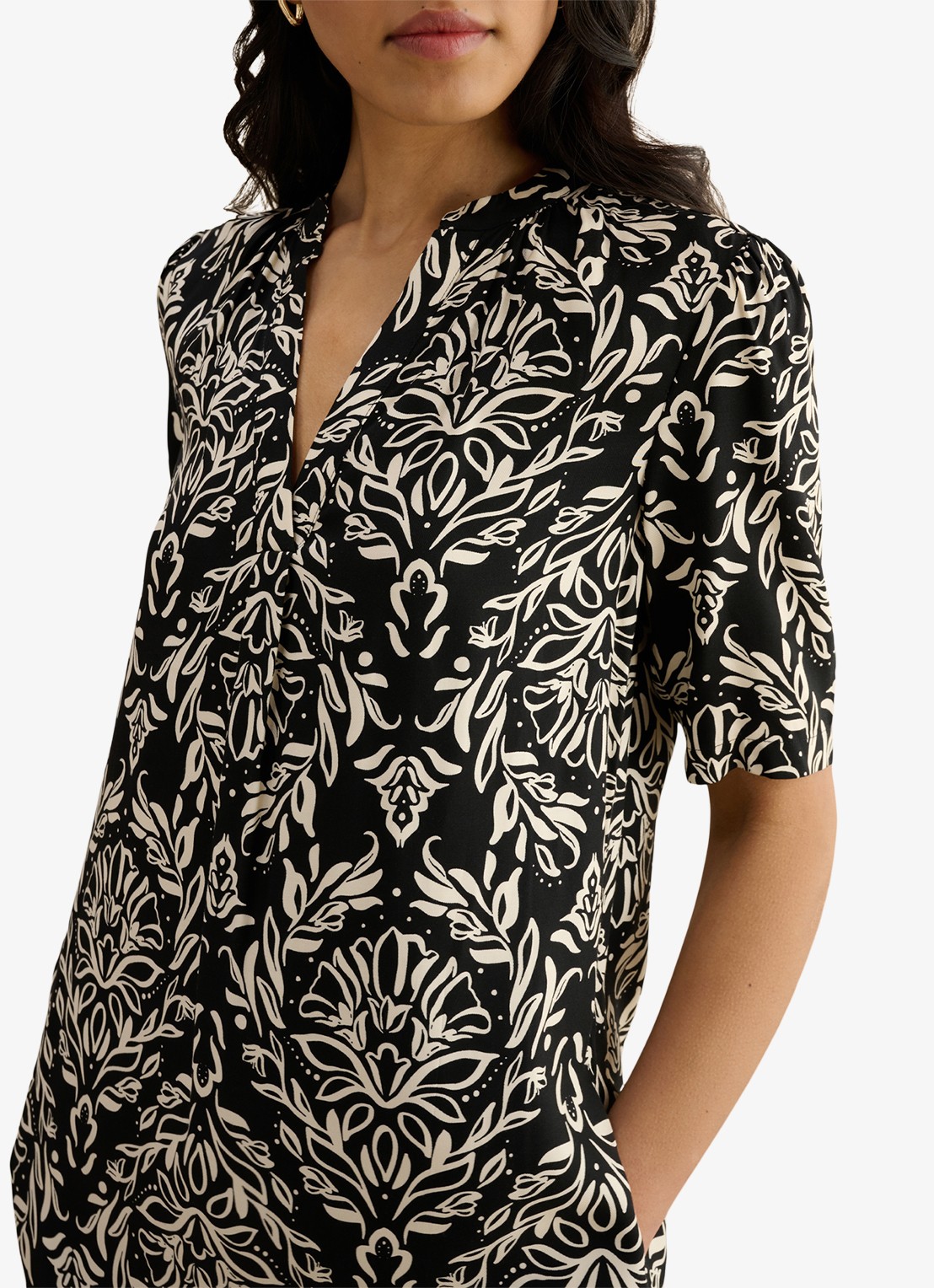 Hobbs Lucille mini tuniekjurk met print  - detail 3 zwart