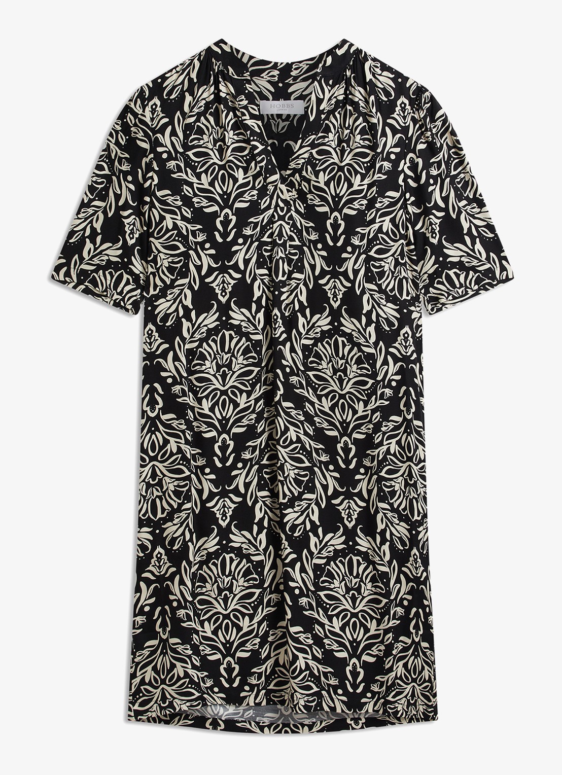 Hobbs Lucille mini tuniekjurk met print  - voorkant zwart