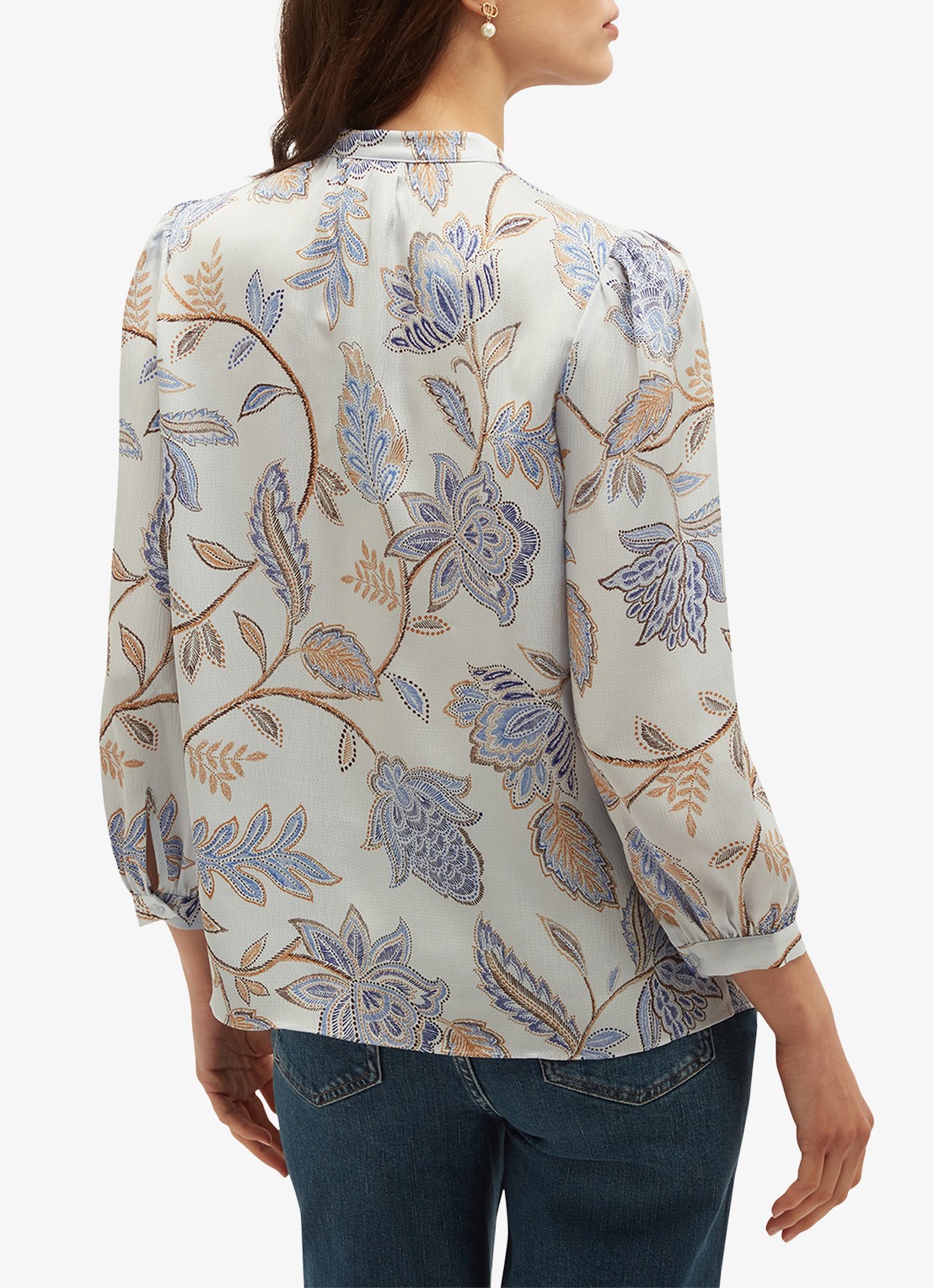 Hobbs Malia blouse met bloemenprint - achterkant 5 ivoor