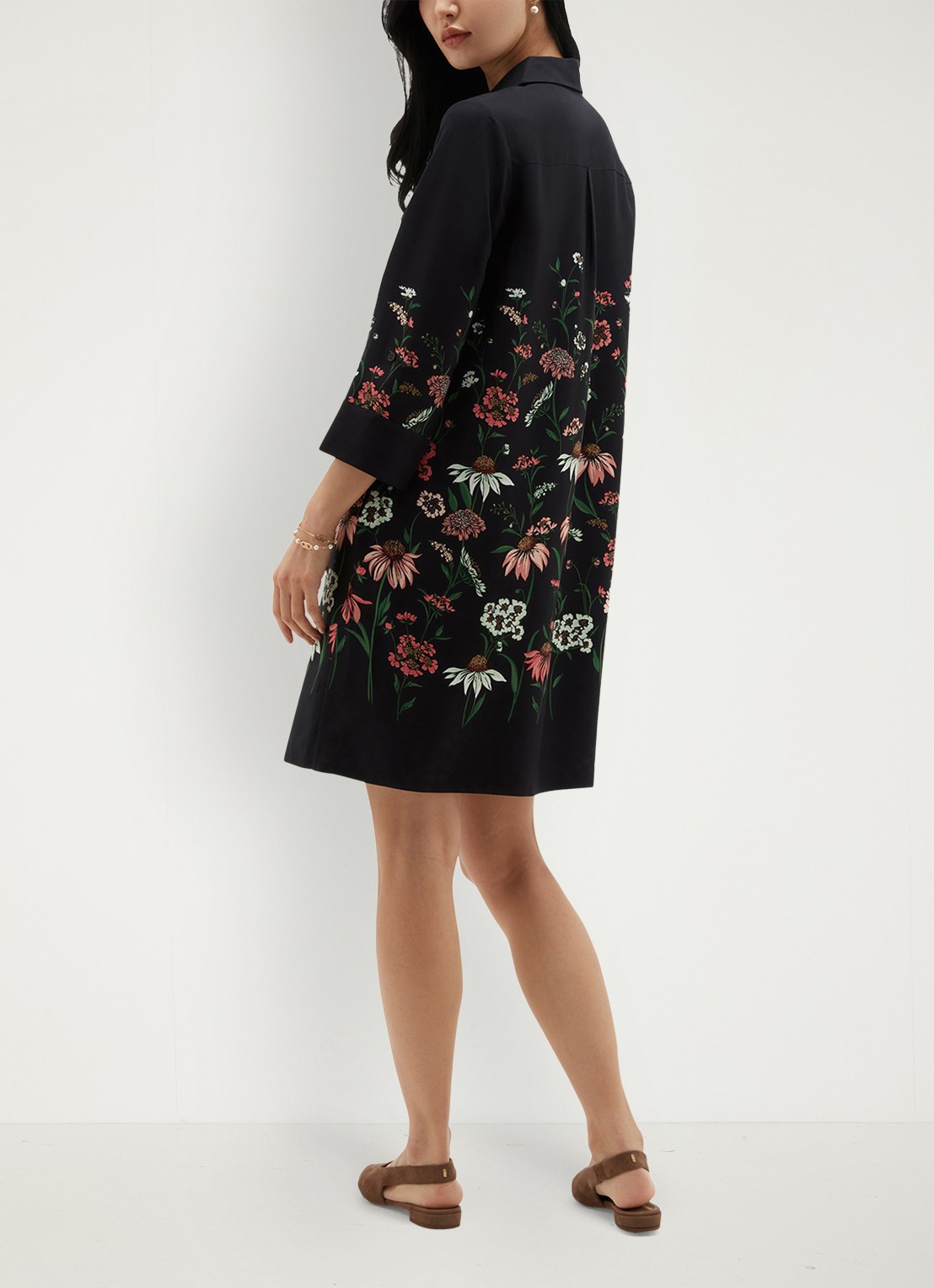 Hobbs Marci mini blousejurk met bloemenprint - achterkant 5 donkerblauw