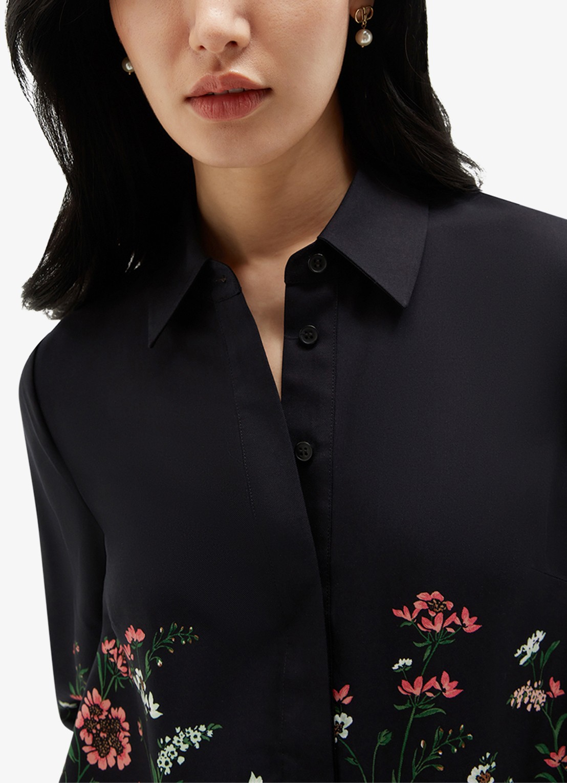 Hobbs Marci mini blousejurk met bloemenprint - detail 3 donkerblauw