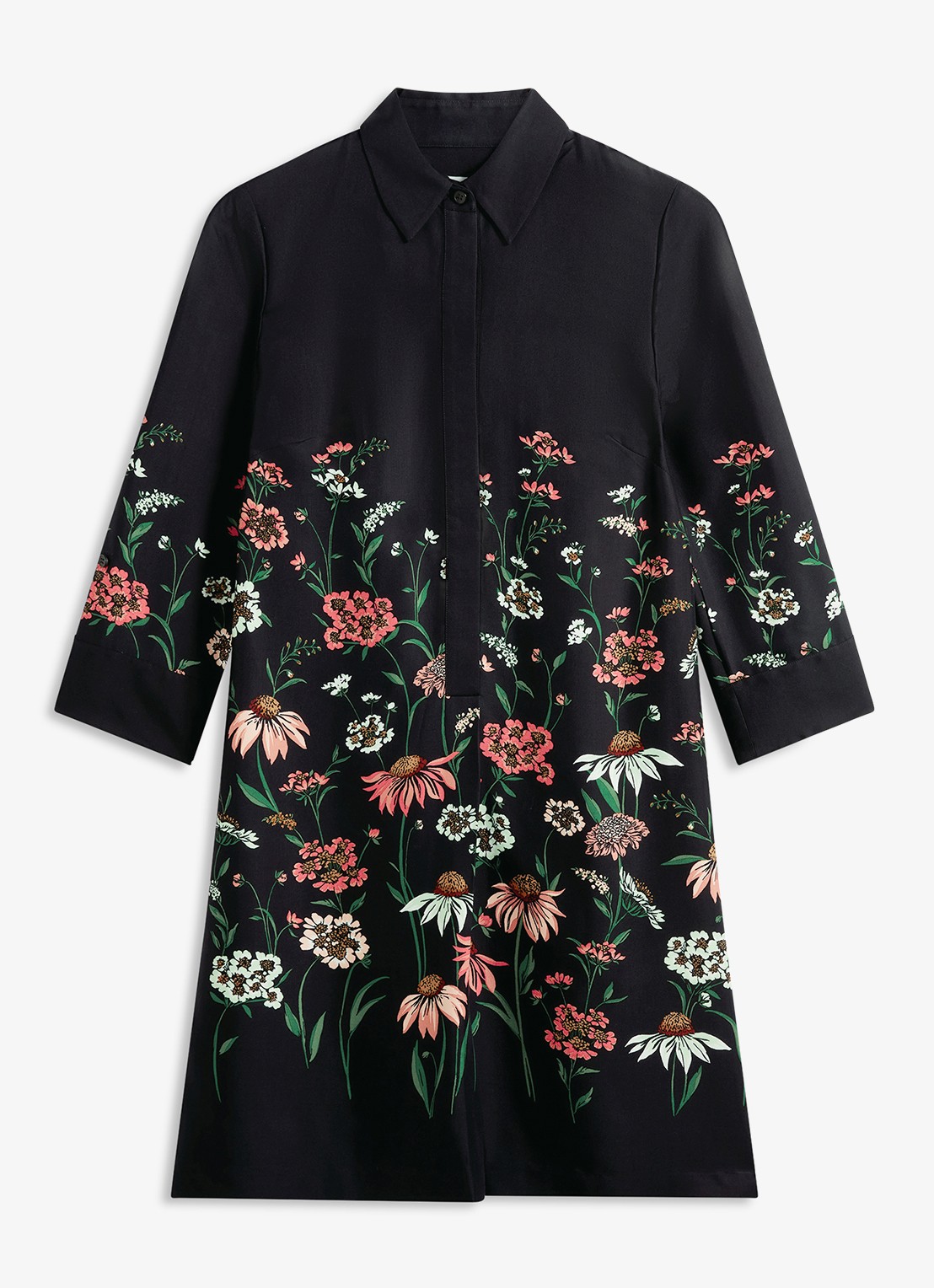 Hobbs Marci mini blousejurk met bloemenprint - voorkant 6 donkerblauw