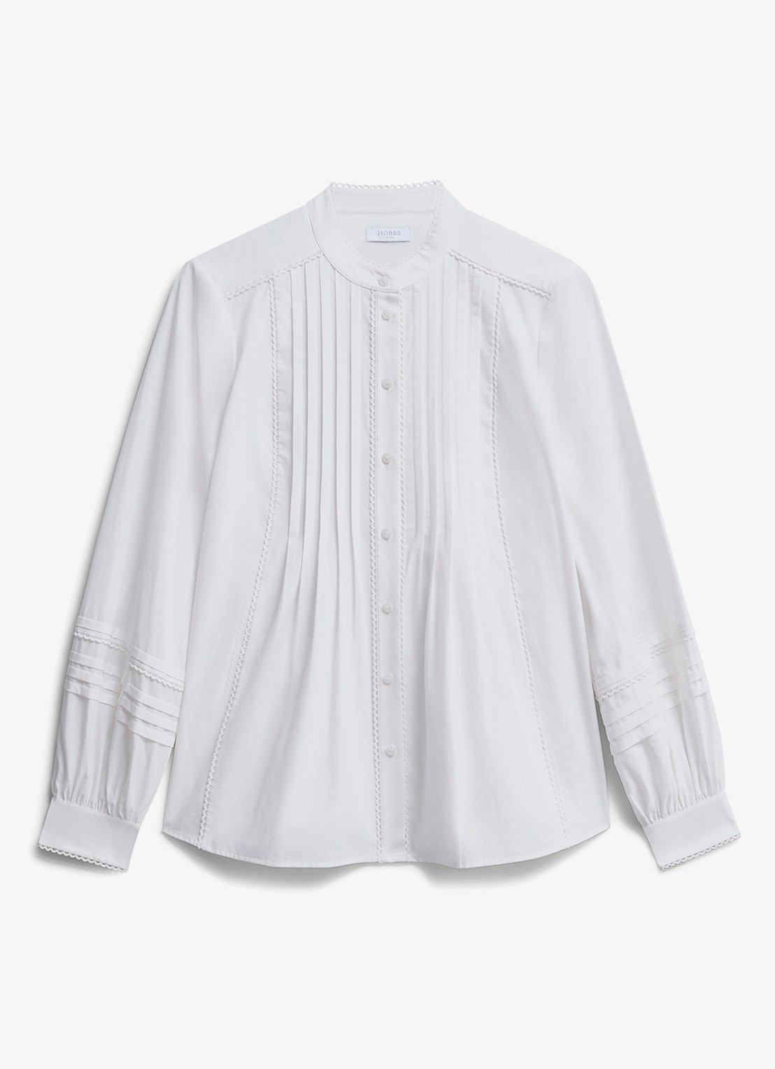 Hobbs Mariette blouse met plooien  - voorkant 4 ivoor