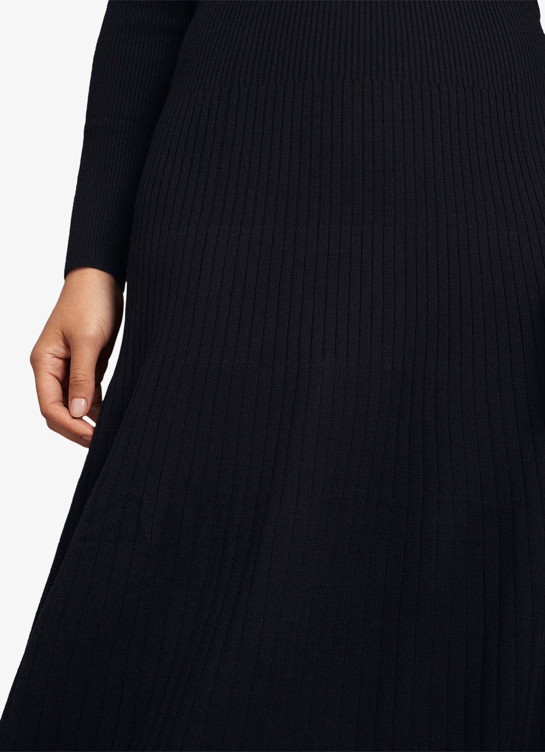 Hobbs Marta ribgebreide midi tuniekjurk met halve rits - detail 6 zwart