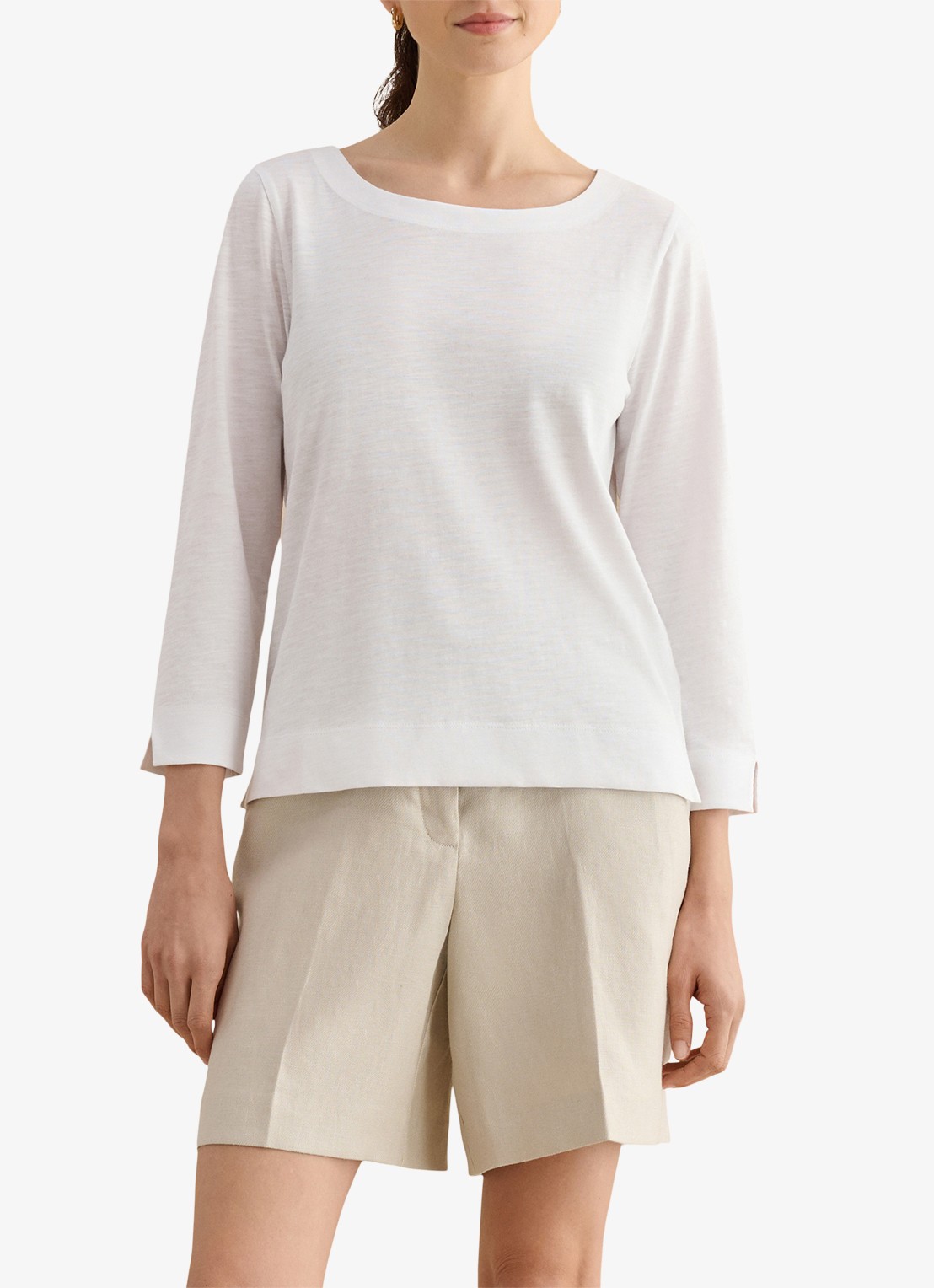 Hobbs Martie longsleeve met boothals - detail wit