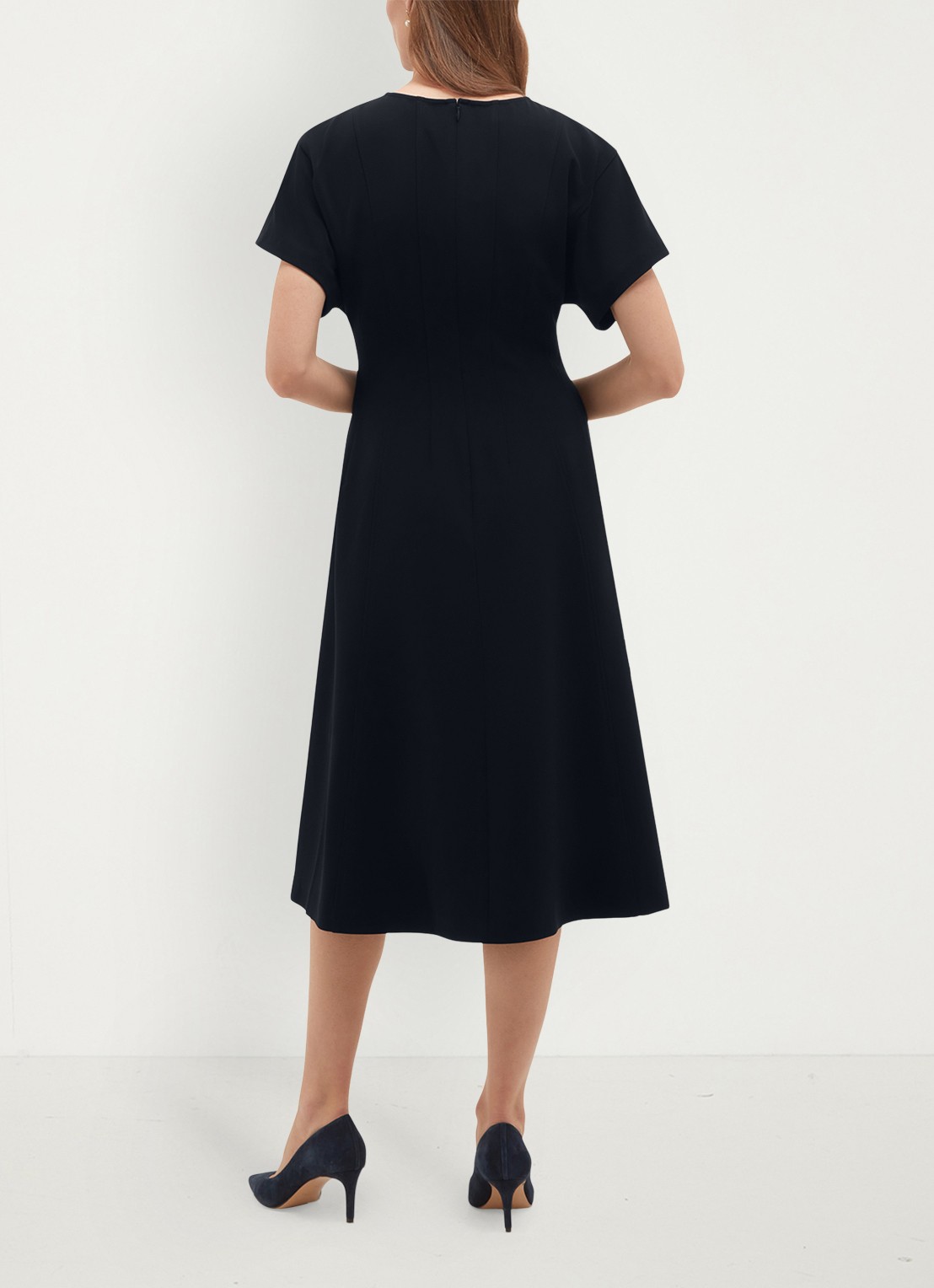 Hobbs Melina mini jurk met plooien - achterkant 5 donkerblauw